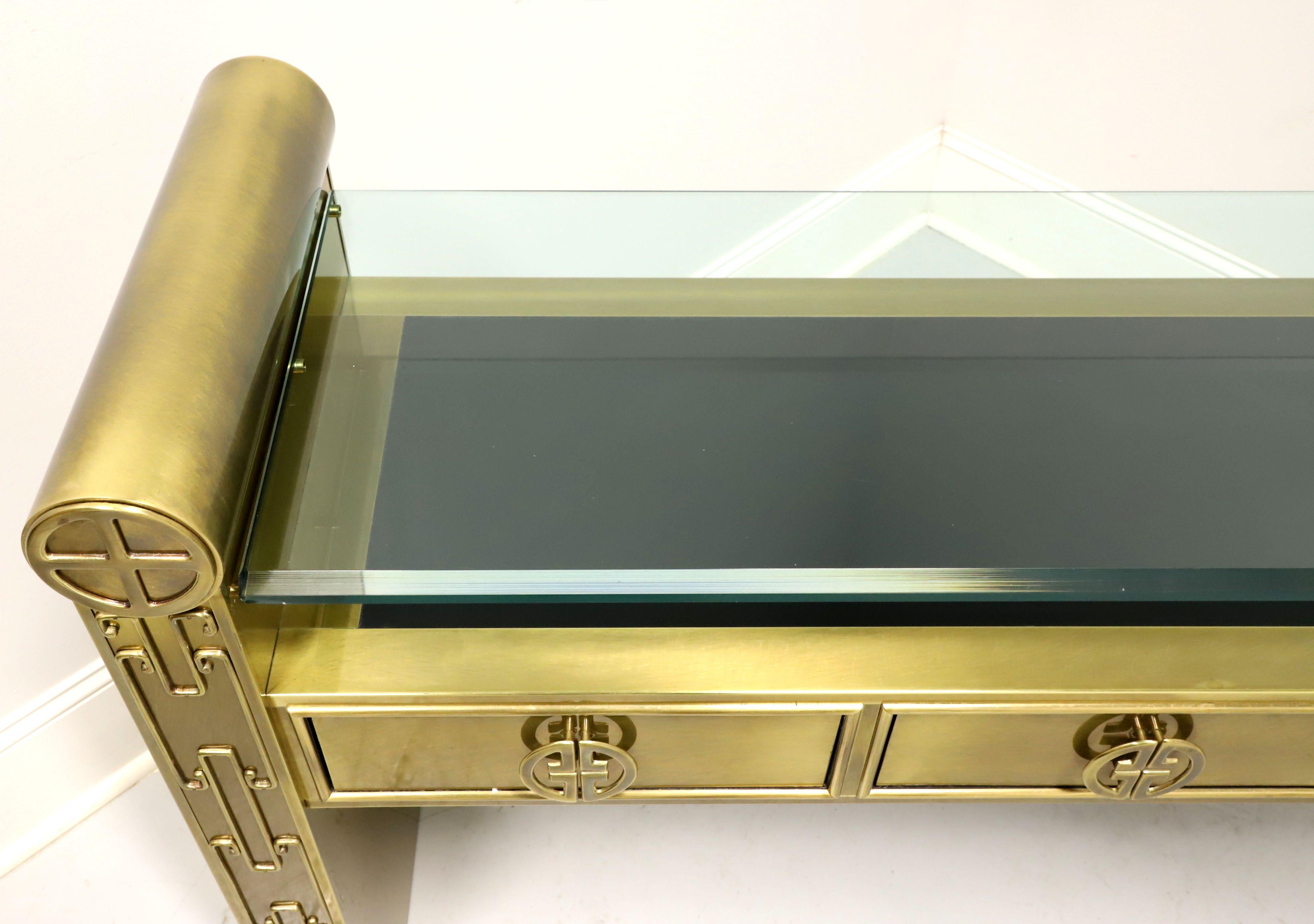 MASTERCRAFT Brass Glass Top Asian Chinoiserie Console Table 1