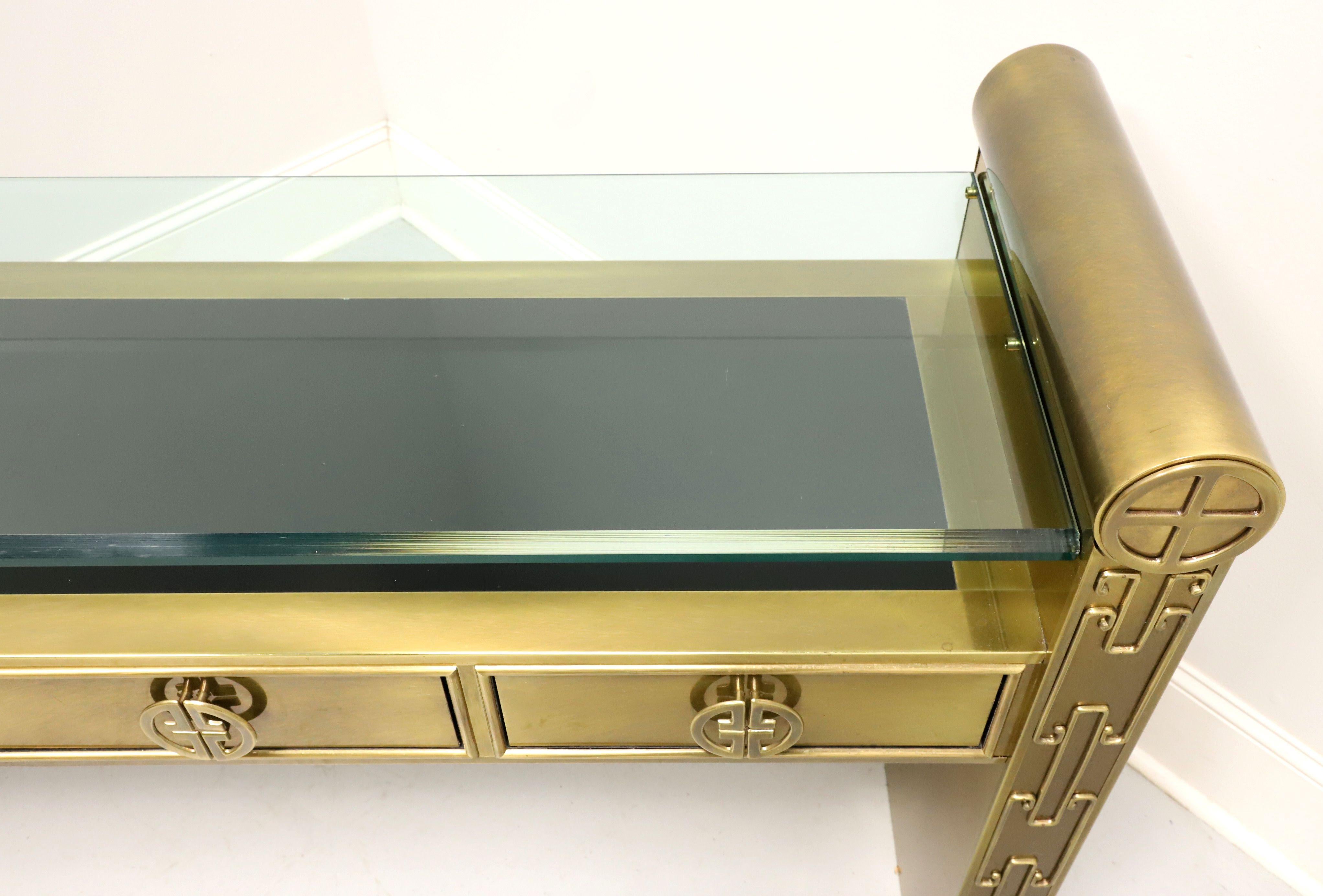 MASTERCRAFT Brass Glass Top Asian Chinoiserie Console Table 2