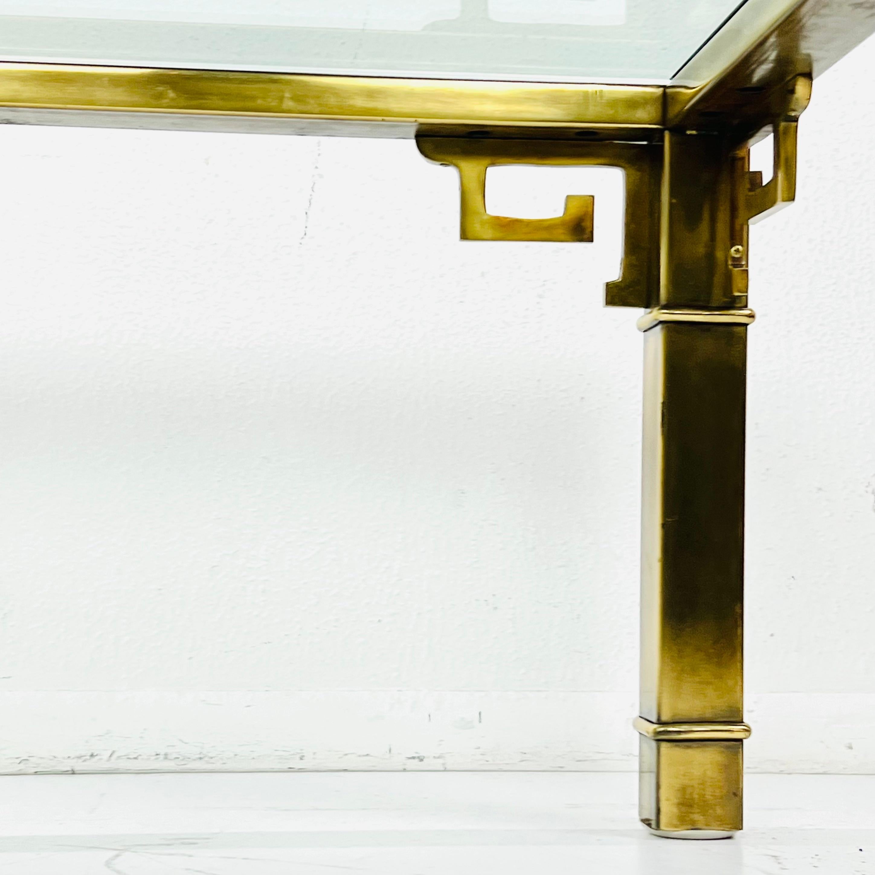 Late 20th Century Mastercraft Rectangular Brass Greek Key Coffee Table