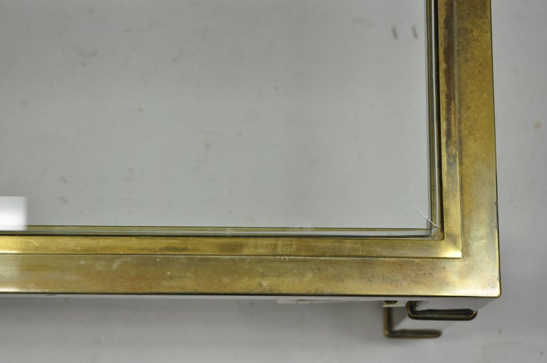 Mastercraft Brass Greek Key Glass Top Large Square 42" Coffee Cocktail