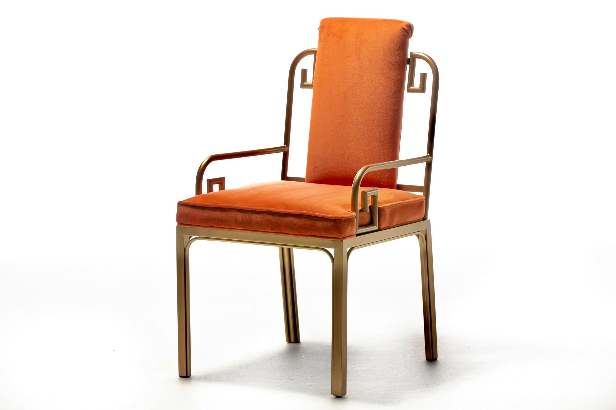 Mastercraft Hollywood Regency-Esszimmerstühle aus Messing mit griechischem Schlüssel, 8er-Set im Angebot 6