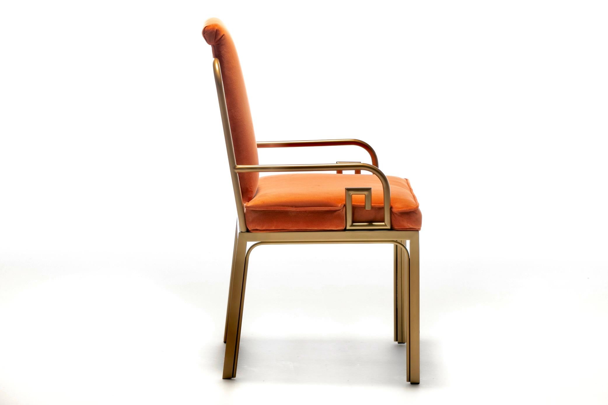 Mastercraft Hollywood Regency-Esszimmerstühle aus Messing mit griechischem Schlüssel, 8er-Set im Zustand „Gut“ im Angebot in Saint Louis, MO