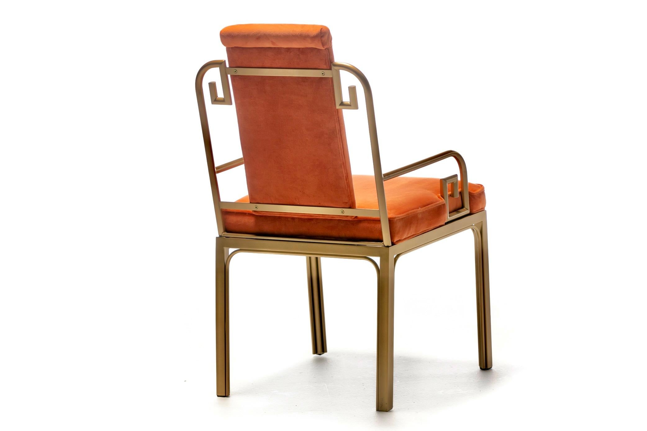 Mastercraft Hollywood Regency-Esszimmerstühle aus Messing mit griechischem Schlüssel, 8er-Set im Angebot 1