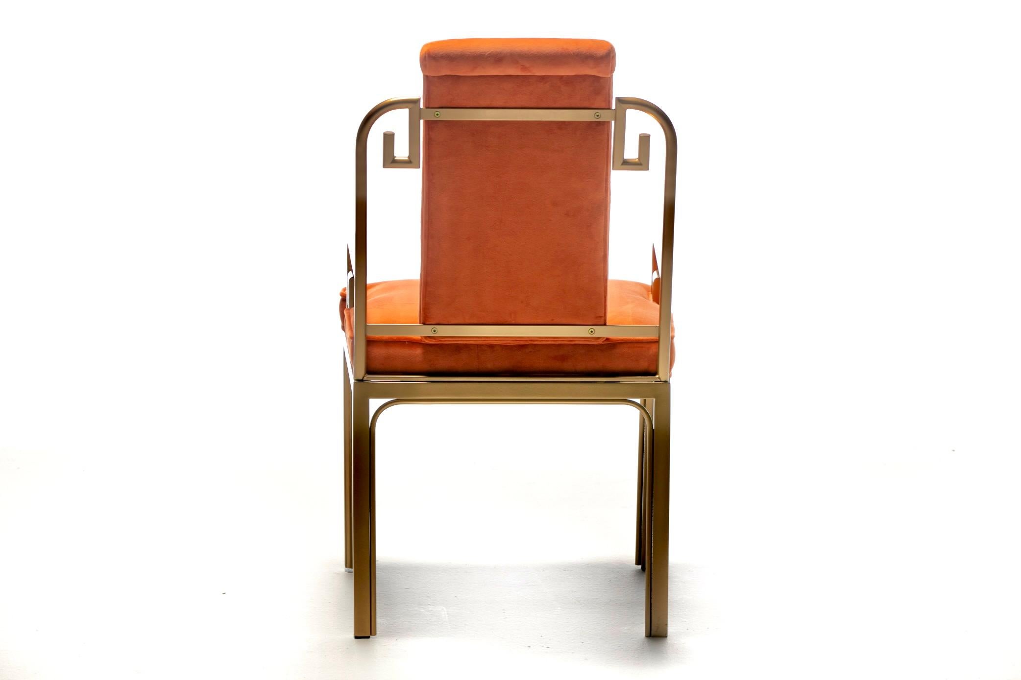 Mastercraft Hollywood Regency-Esszimmerstühle aus Messing mit griechischem Schlüssel, 8er-Set im Angebot 2