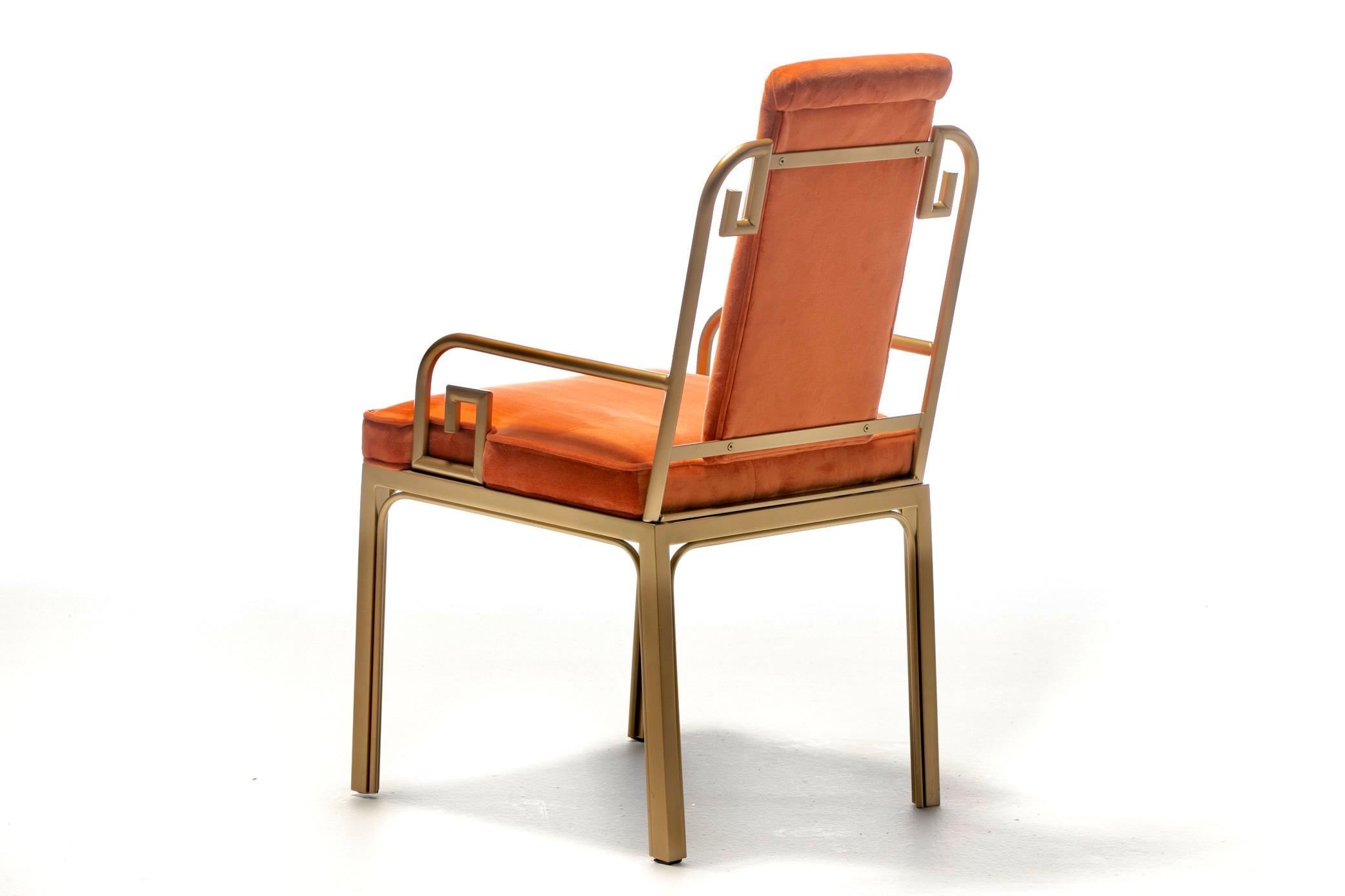 Mastercraft Hollywood Regency-Esszimmerstühle aus Messing mit griechischem Schlüssel, 8er-Set im Angebot 3