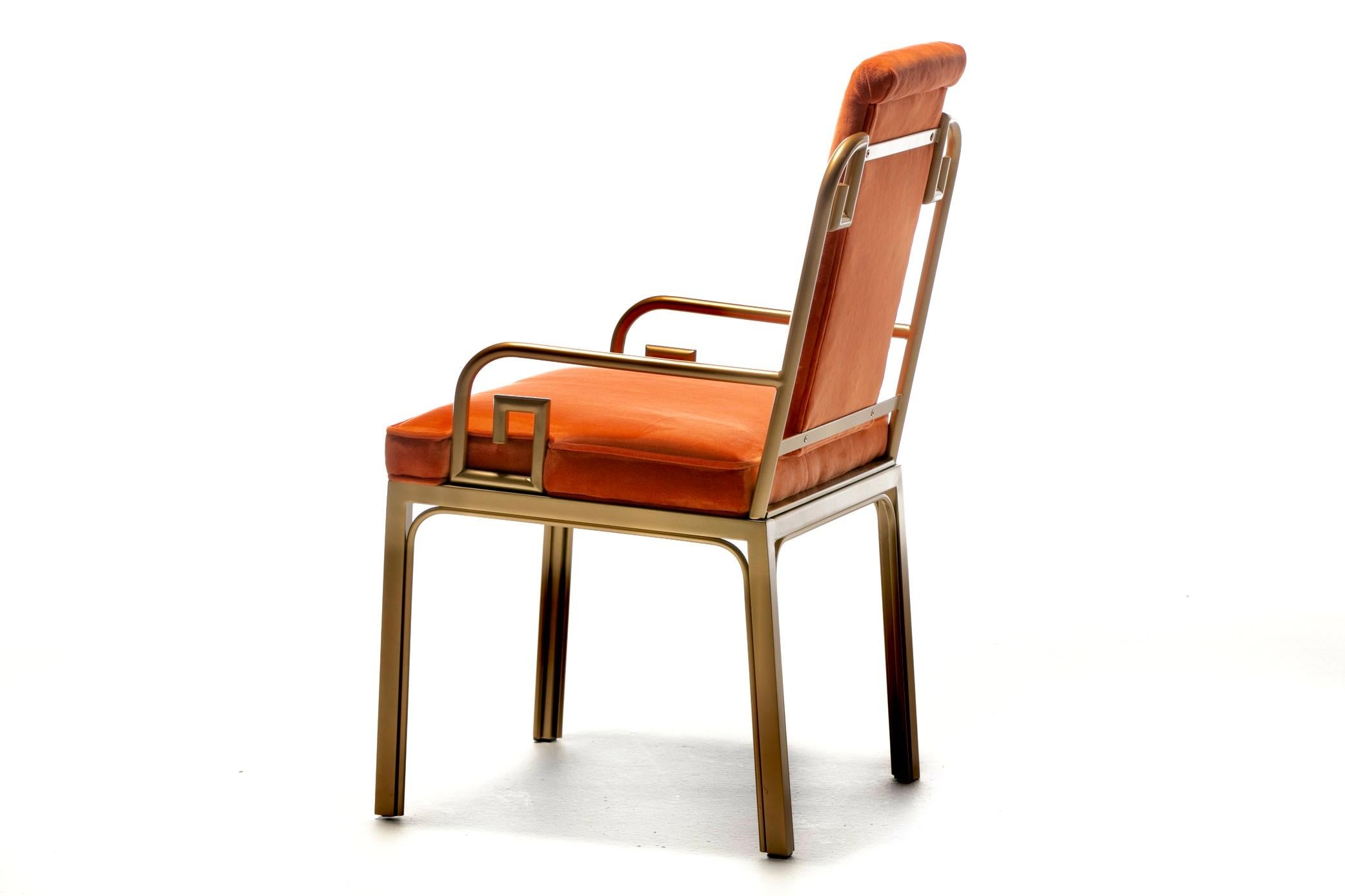 Mastercraft Hollywood Regency-Esszimmerstühle aus Messing mit griechischem Schlüssel, 8er-Set im Angebot 4