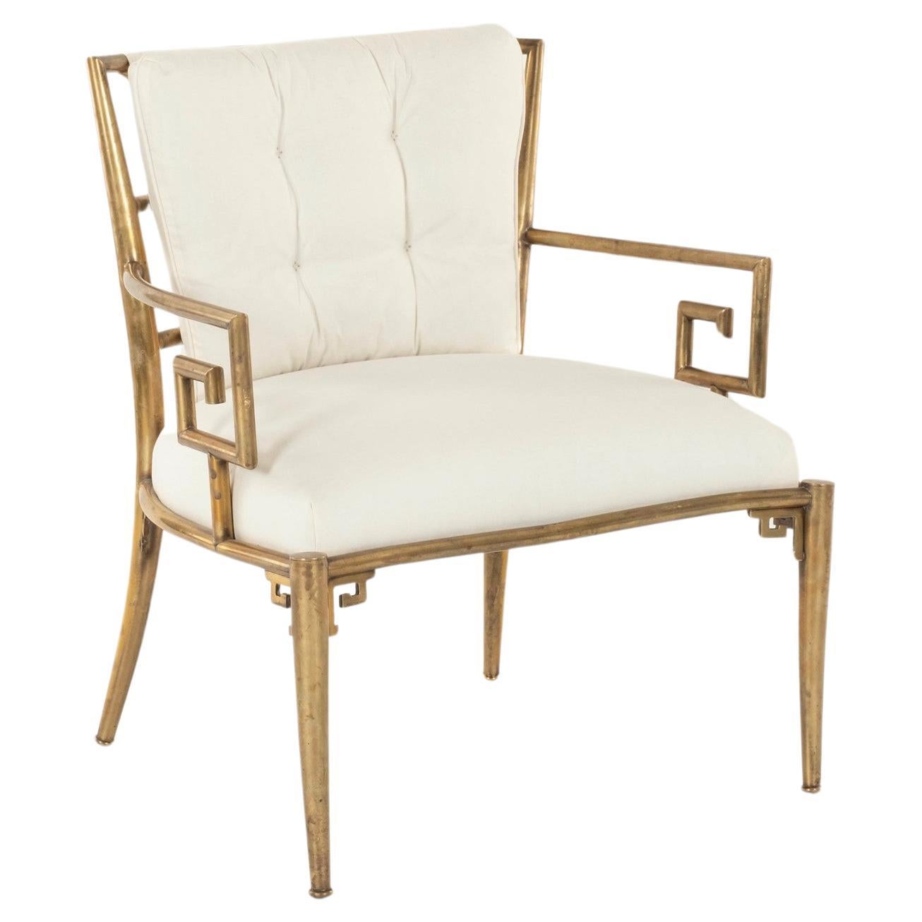 Mastercraft Brass Greek Key Lounge Chair For Sale at 1stDibs