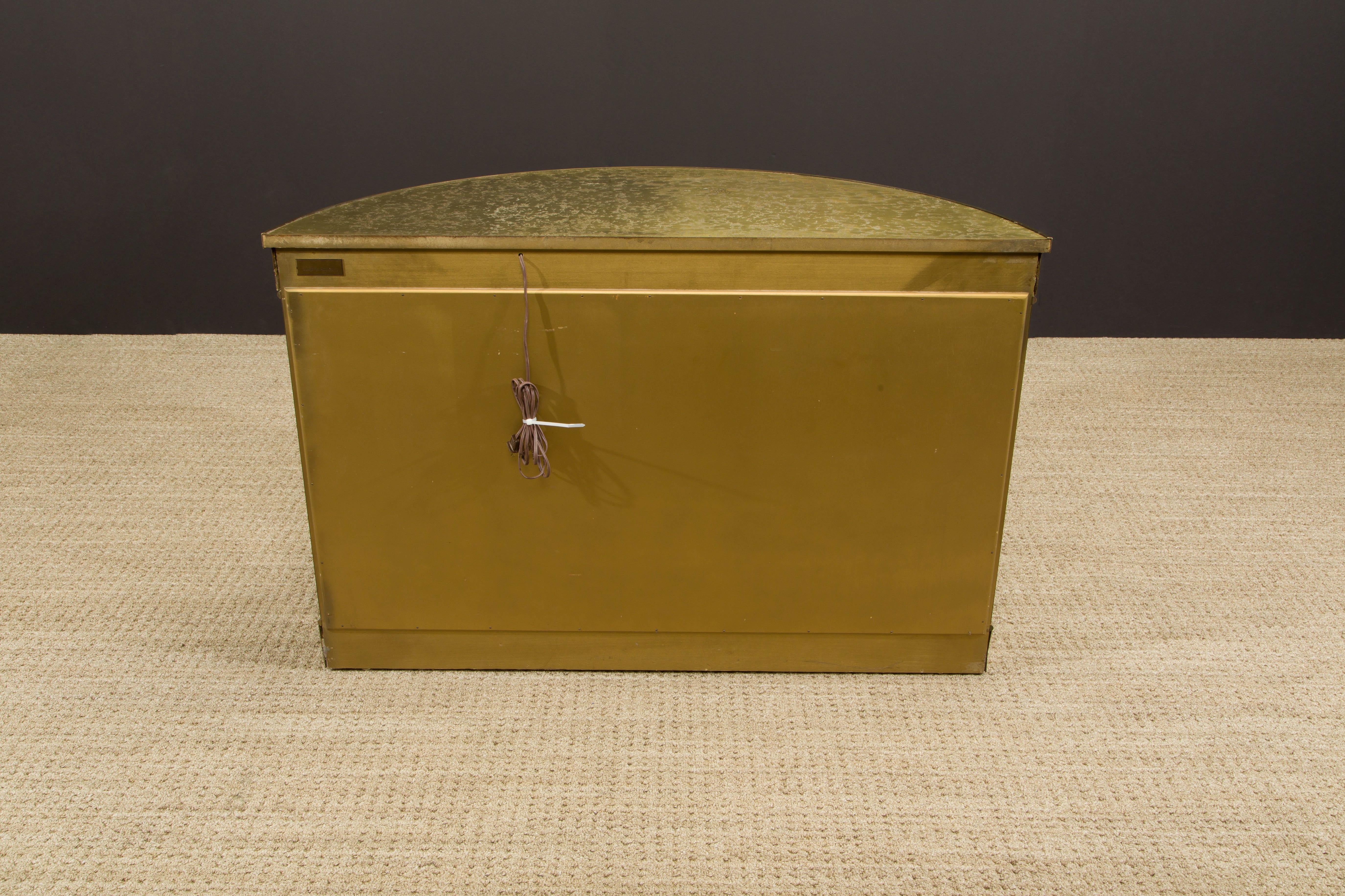 Mastercraft Brass Illuminated Demilune Vitrine Cabinet, 1970s, Signed For Sale 9