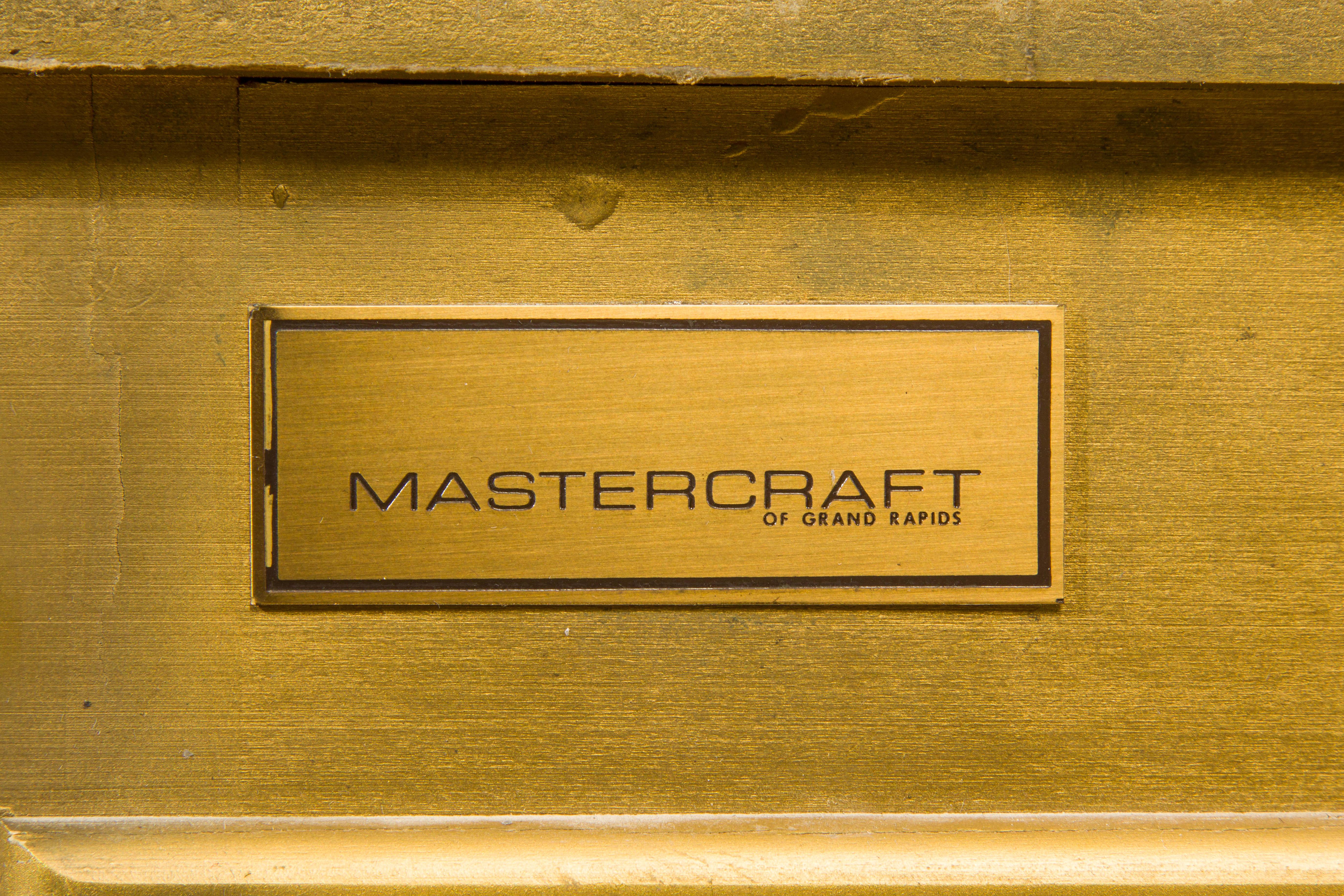 Mastercraft Brass Illuminated Demilune Vitrine Cabinet, 1970s, Signed 12