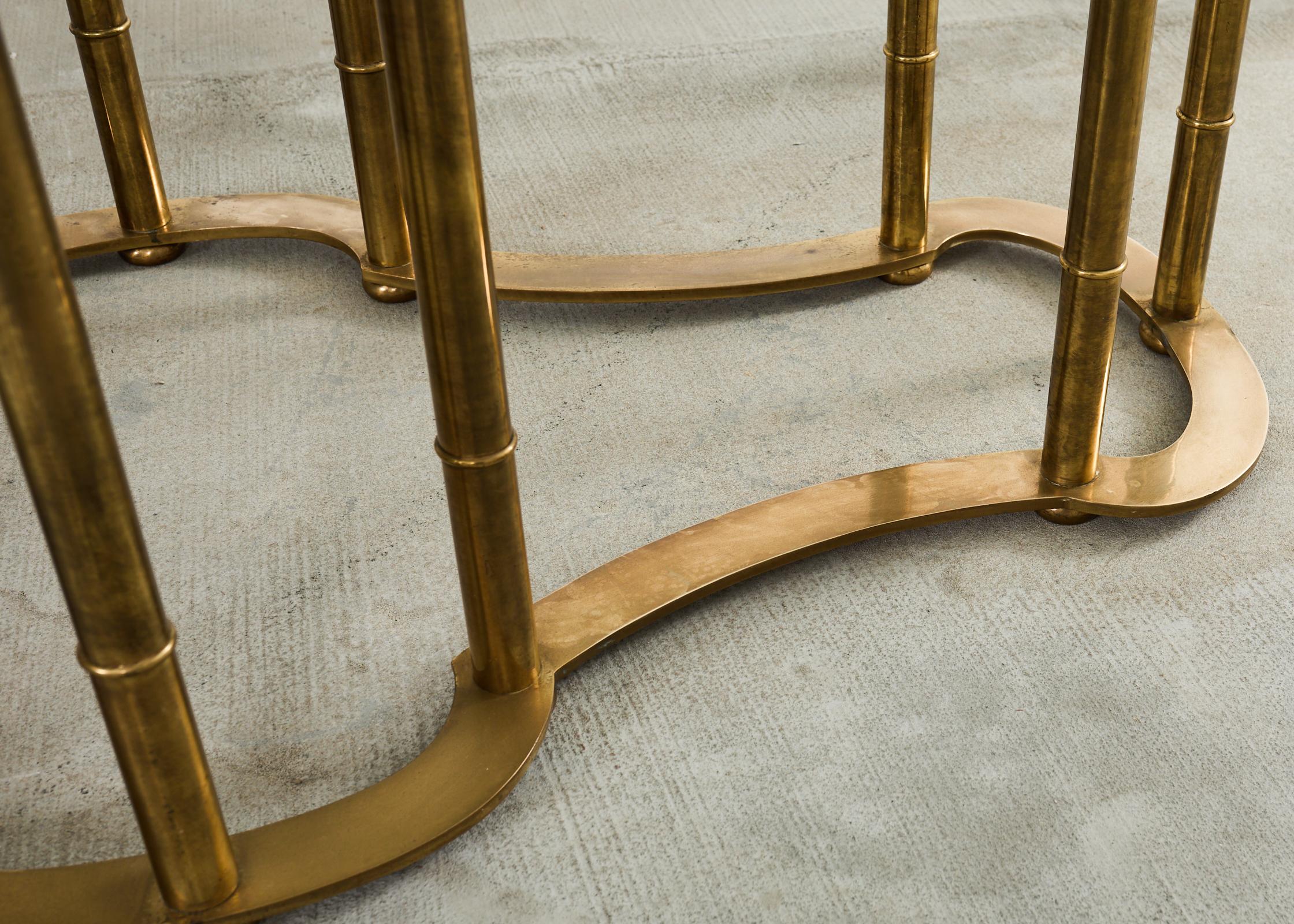 Mastercraft Brass Italian Regency Faux Bamboo Racetrack Dining Table 6