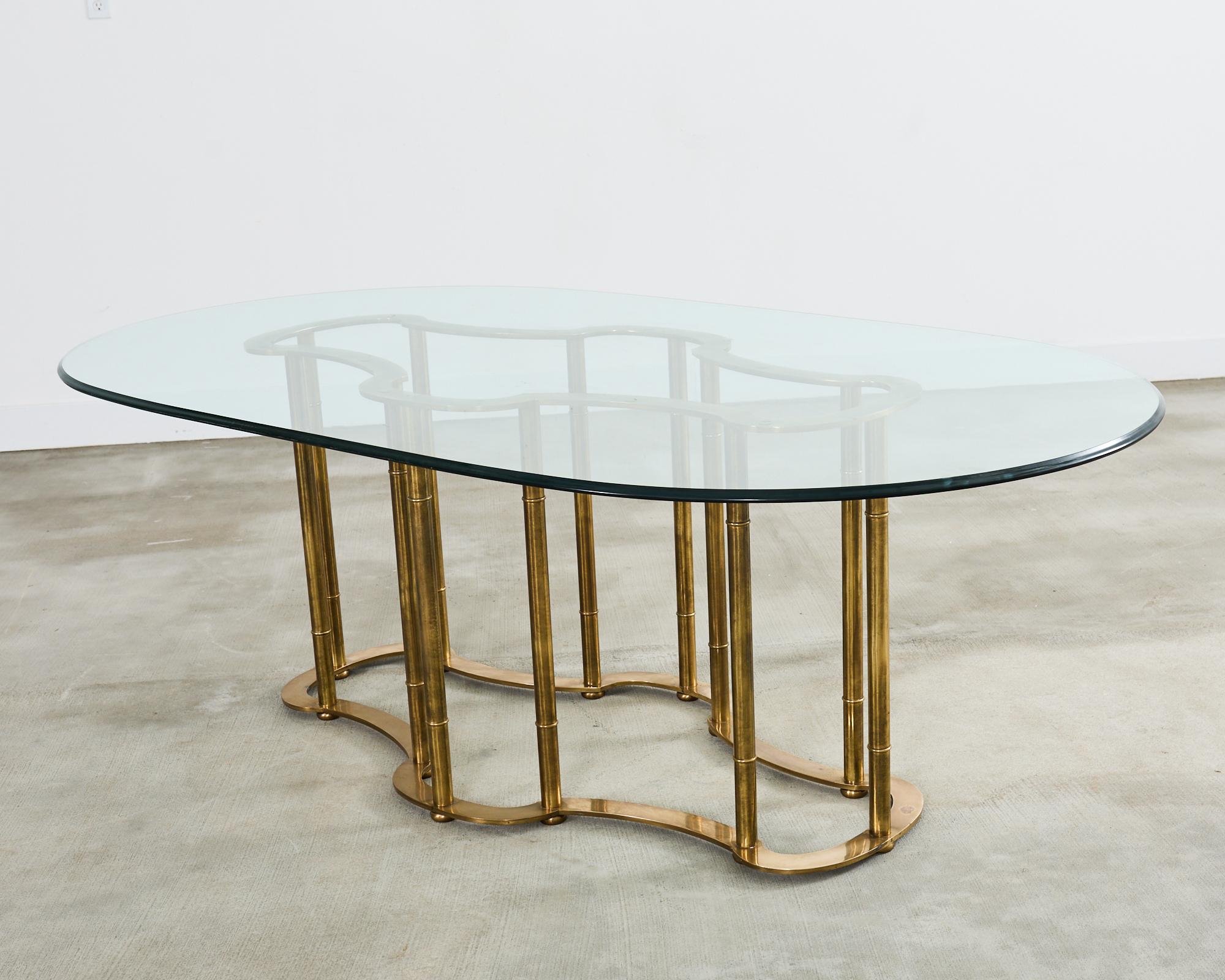 Mastercraft Brass Italian Regency Faux Bamboo Racetrack Dining Table 7