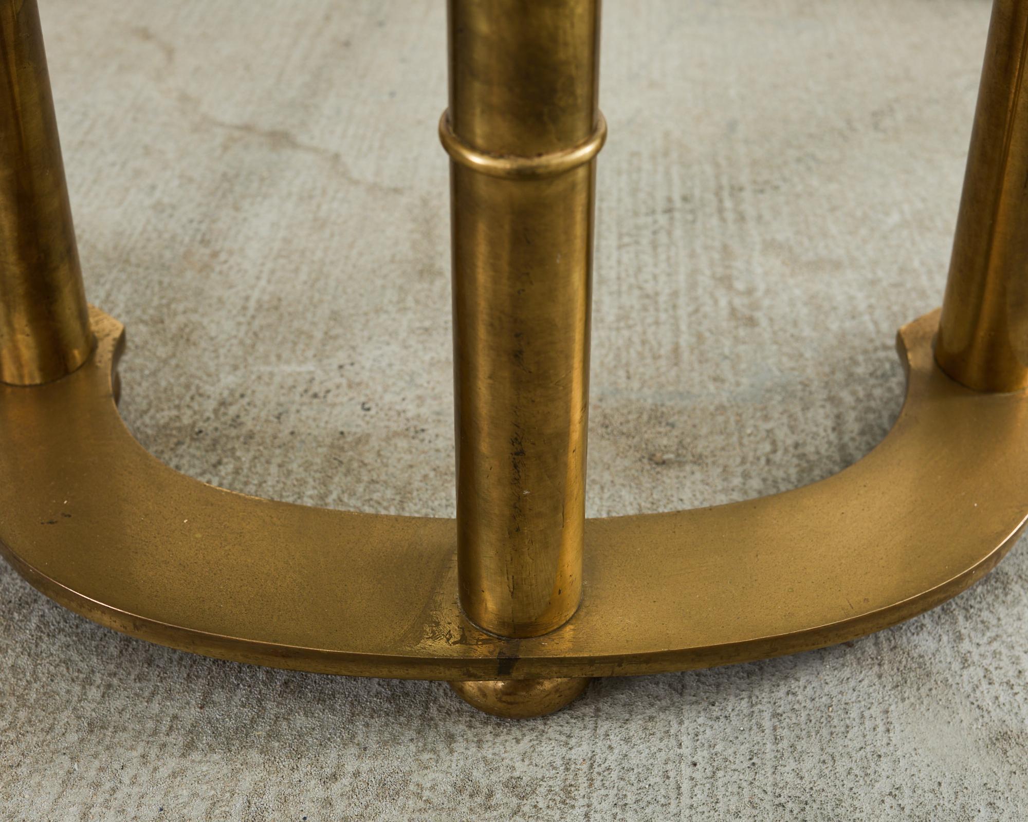 Mastercraft Brass Italian Regency Faux Bamboo Racetrack Dining Table 8