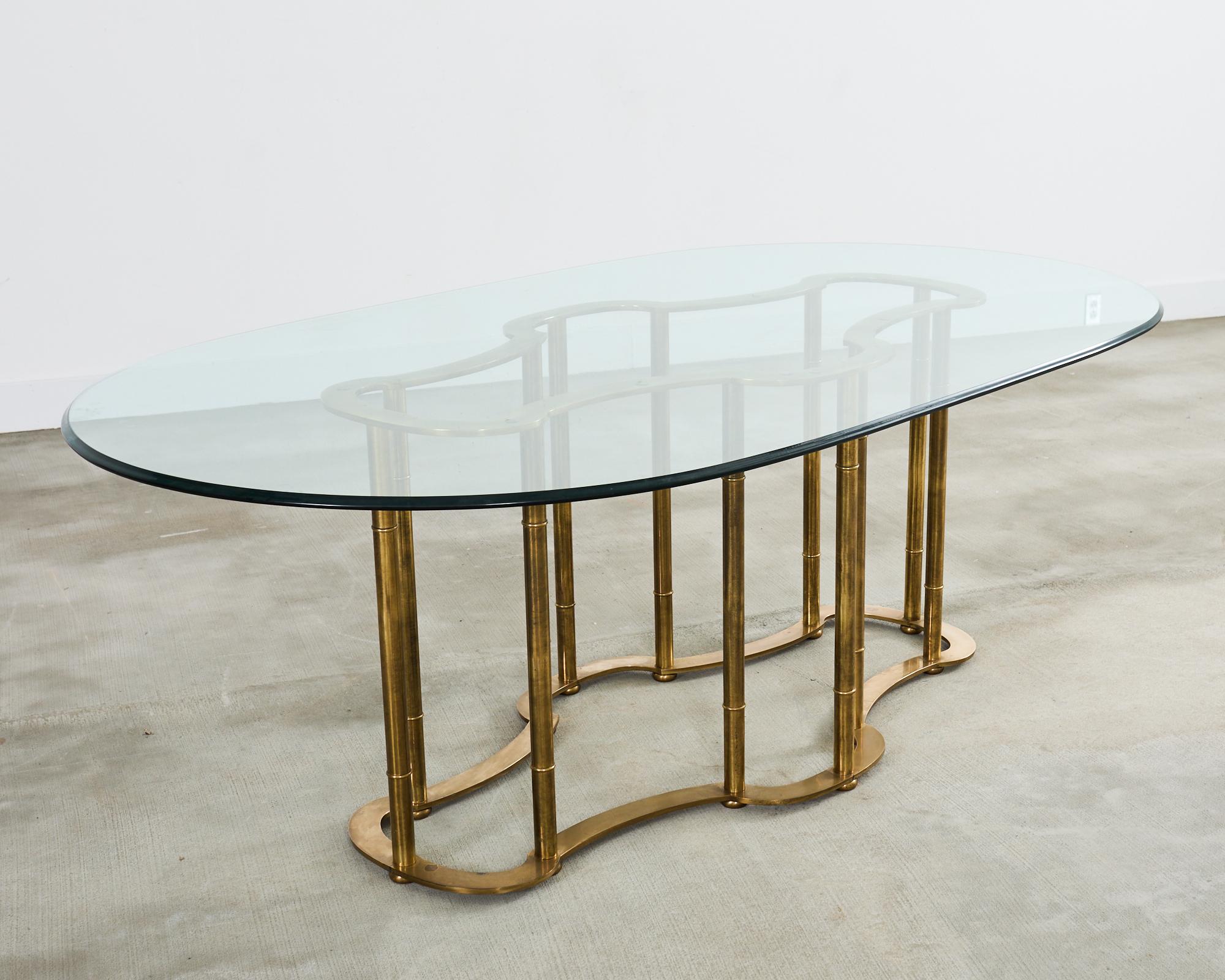 Mastercraft Brass Italian Regency Faux Bamboo Racetrack Dining Table 9