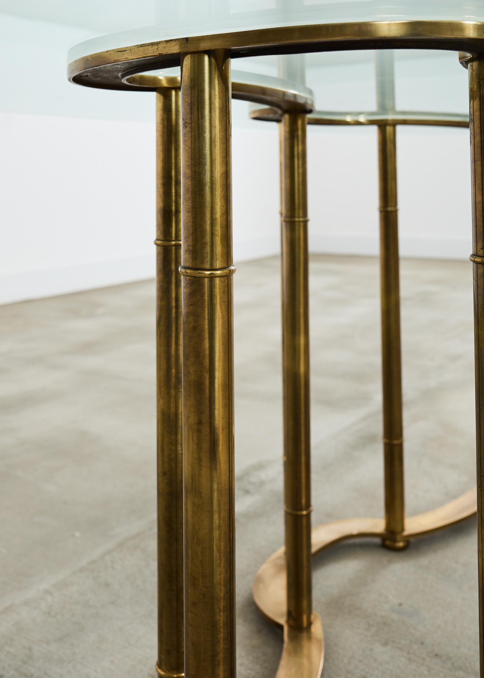 Mastercraft Brass Italian Regency Faux Bamboo Racetrack Dining Table 11