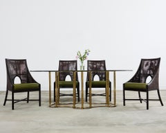 Mastercraft Brass Italian Regency Faux Bamboo Racetrack Dining Table