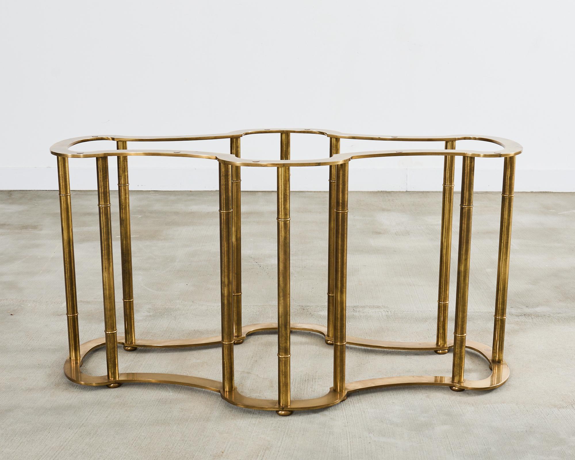 Mastercraft Brass Italian Regency Faux Bamboo Racetrack Dining Table 14