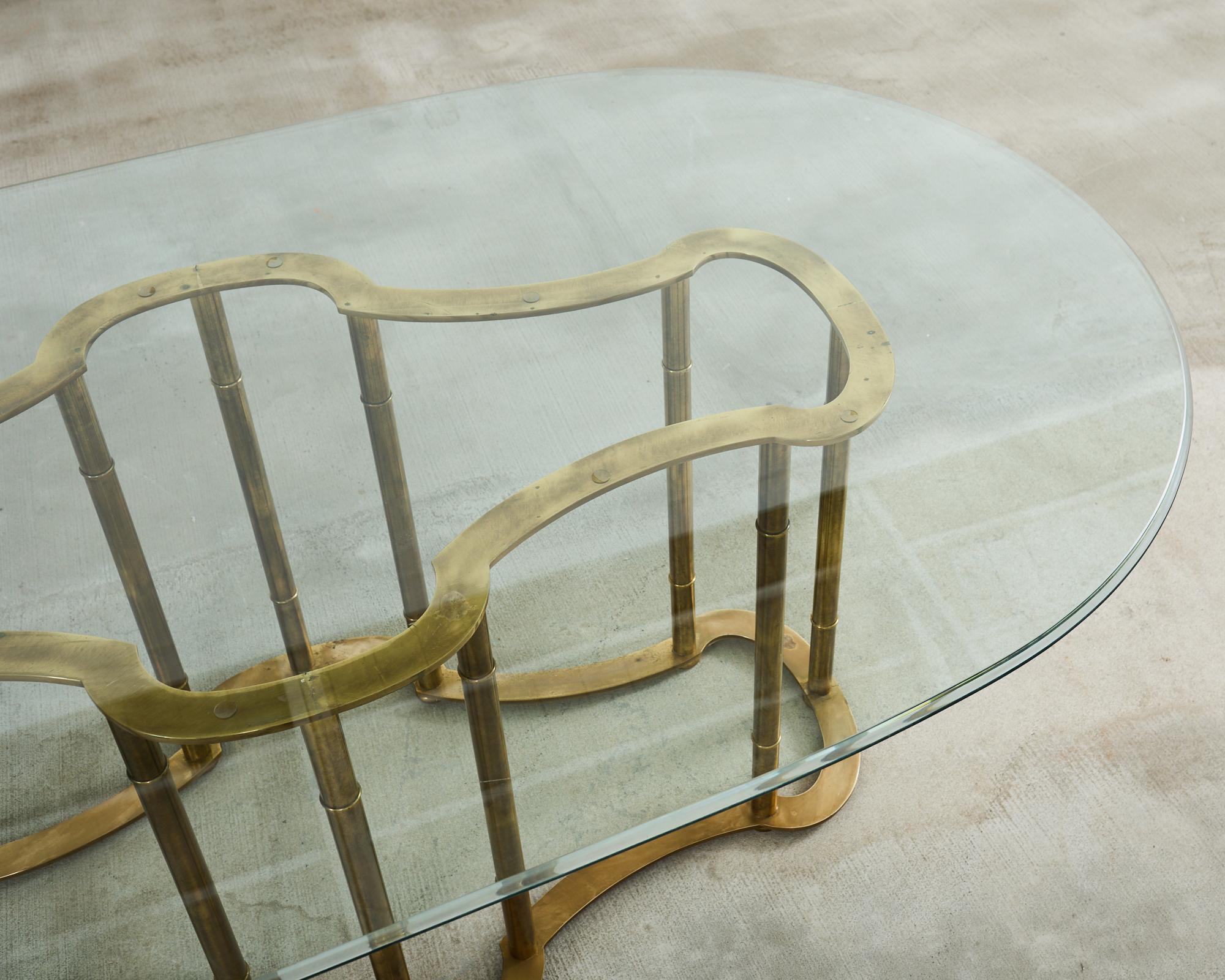 Mastercraft Brass Italian Regency Faux Bamboo Racetrack Dining Table 1