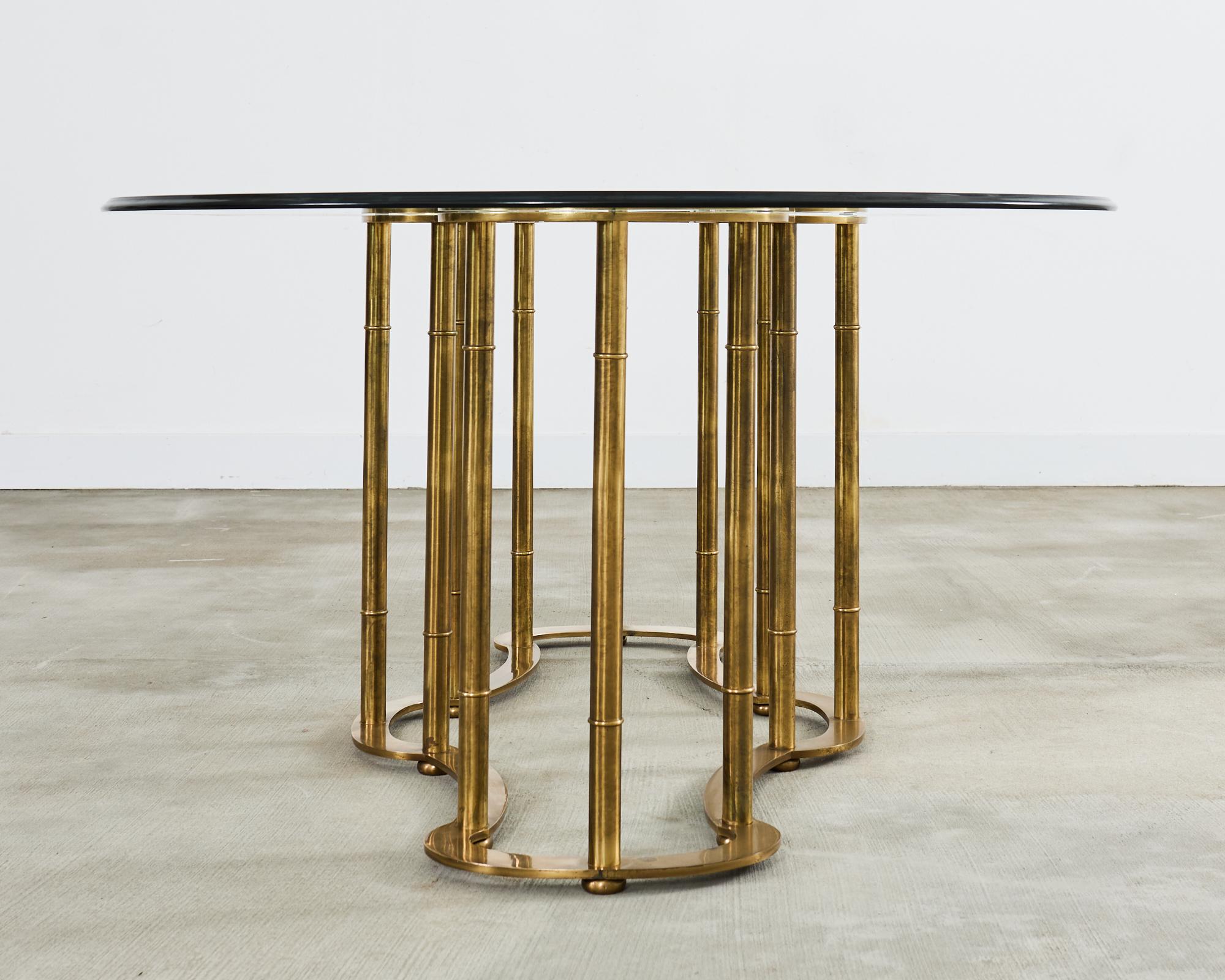 Mastercraft Brass Italian Regency Faux Bamboo Racetrack Dining Table 2