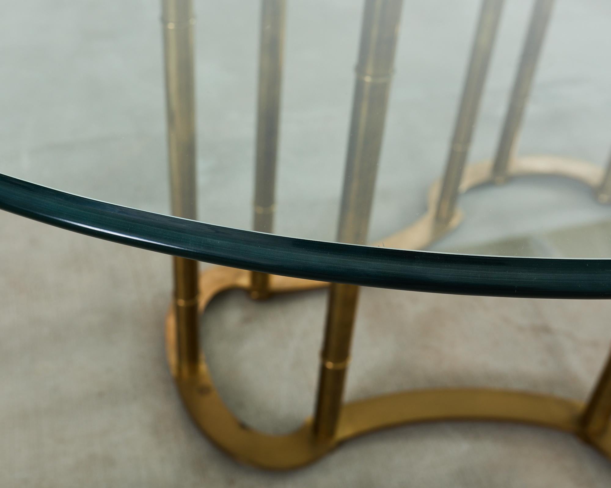 Mastercraft Brass Italian Regency Faux Bamboo Racetrack Dining Table 3