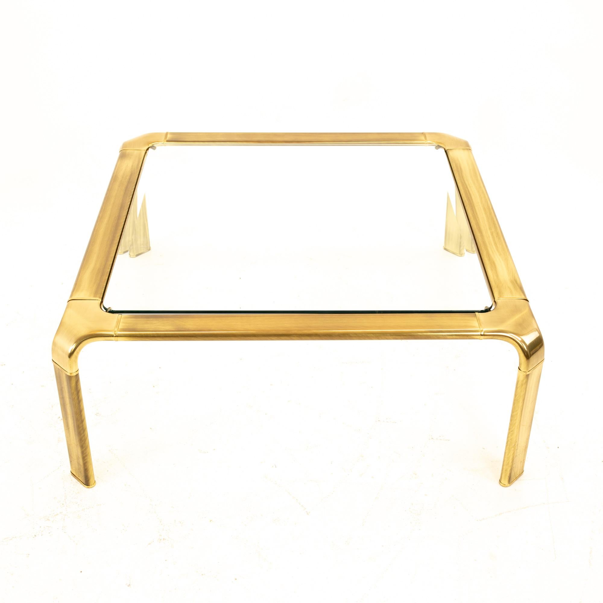Late 20th Century Mastercraft Brass Mid Century Coffee Table For Sale