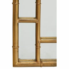 Greek Key Style Mastercraft Brass Mirror, Faux Bamboo Hollywood Regency