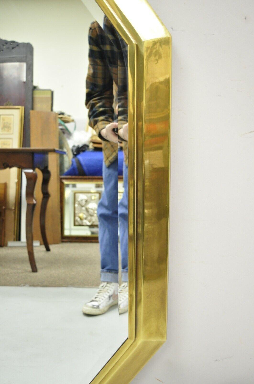 American Mastercraft Brass Octagonal Frame Wall Mirror Attr. Bernhard Rohne For Sale