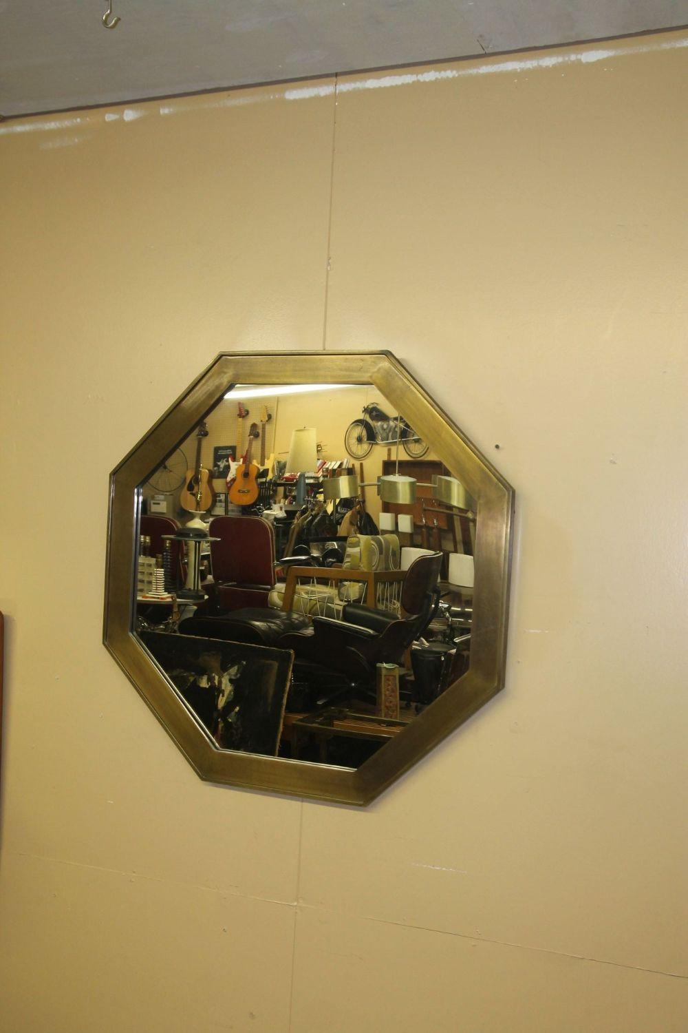 Mid-Century Modern Mastercraft Brass Octagonal Mirror For Sale