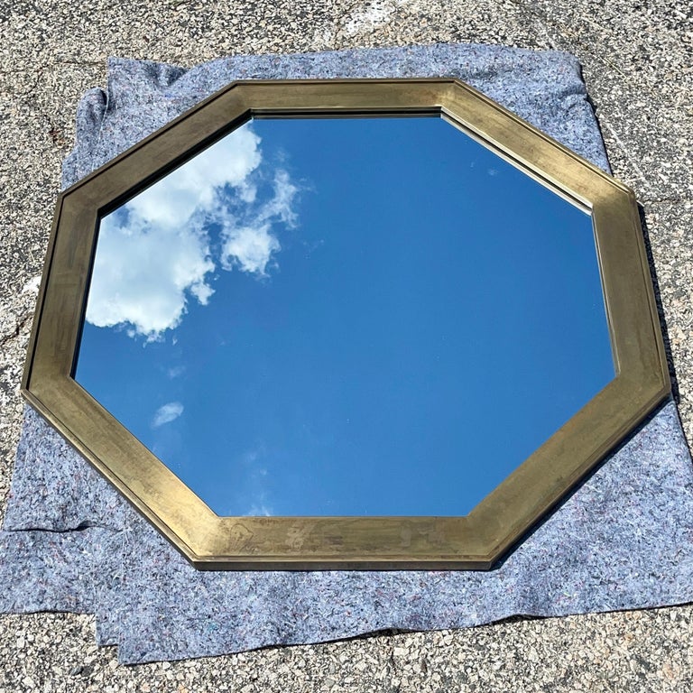 Late 20th Century Mastercraft Brass Octagonal Mirror For Sale