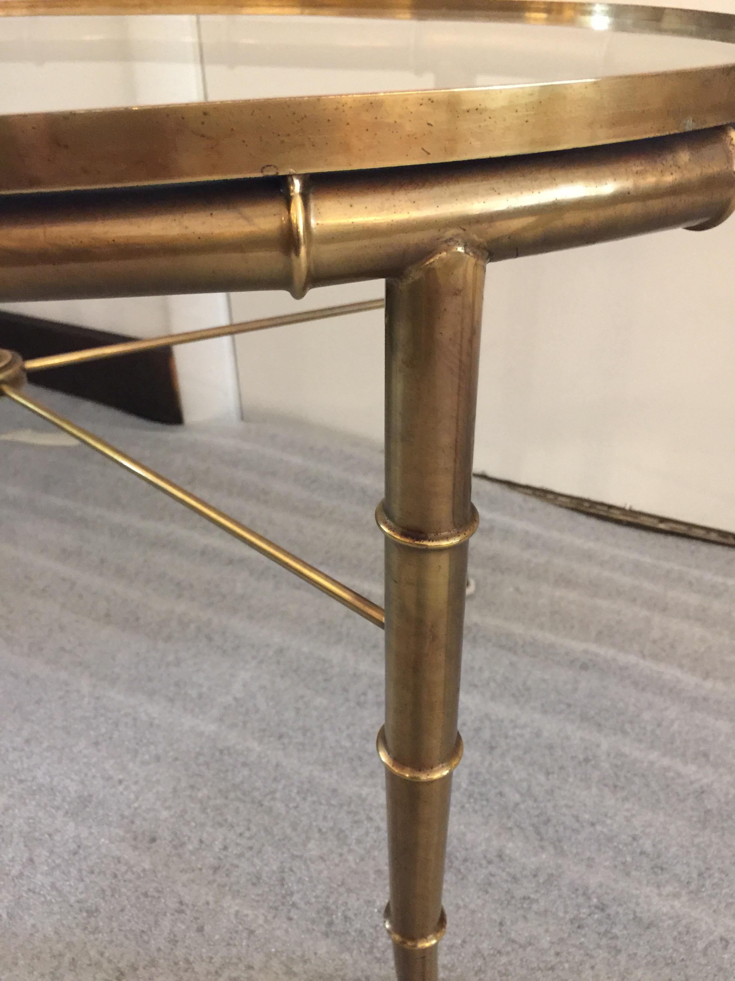 Late 20th Century Mastercraft Brass Oval Side Tables, Pair