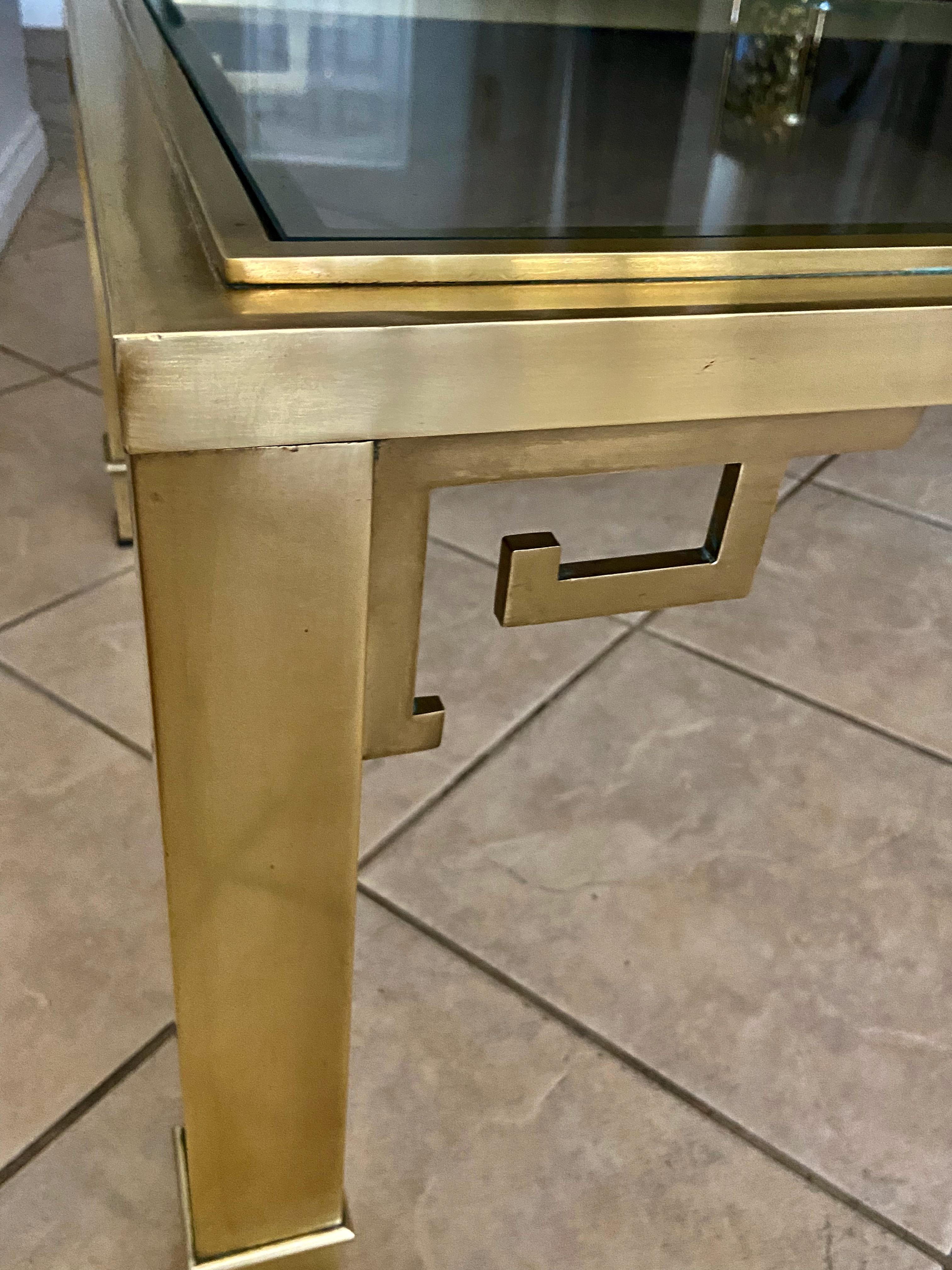 Mastercraft Brass Rectangle Greek Key Coffee Table For Sale 11