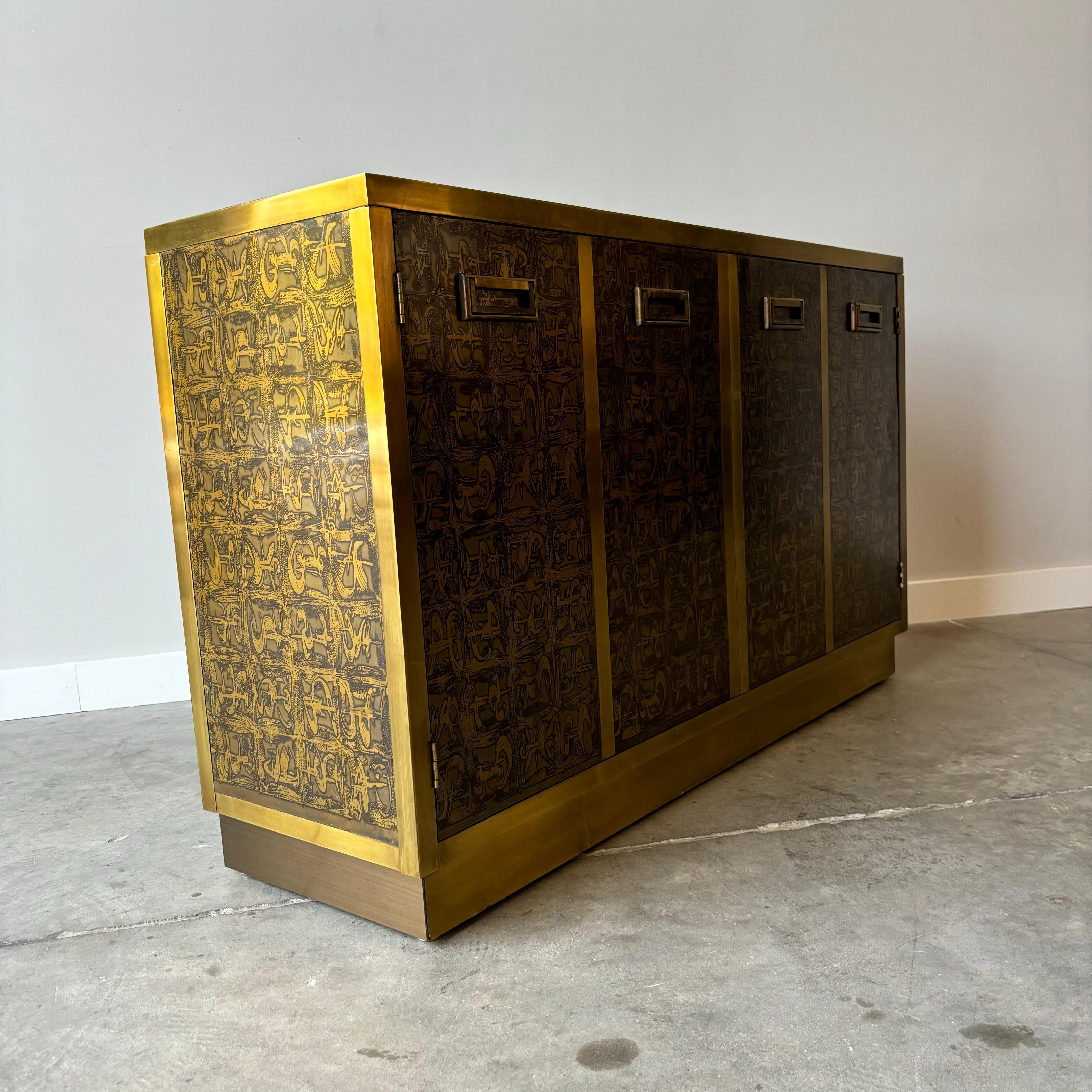 Hollywood Regency Mastercraft Brass Server/Sideboard/Credenza by Bernhard Rhone, 1970s For Sale