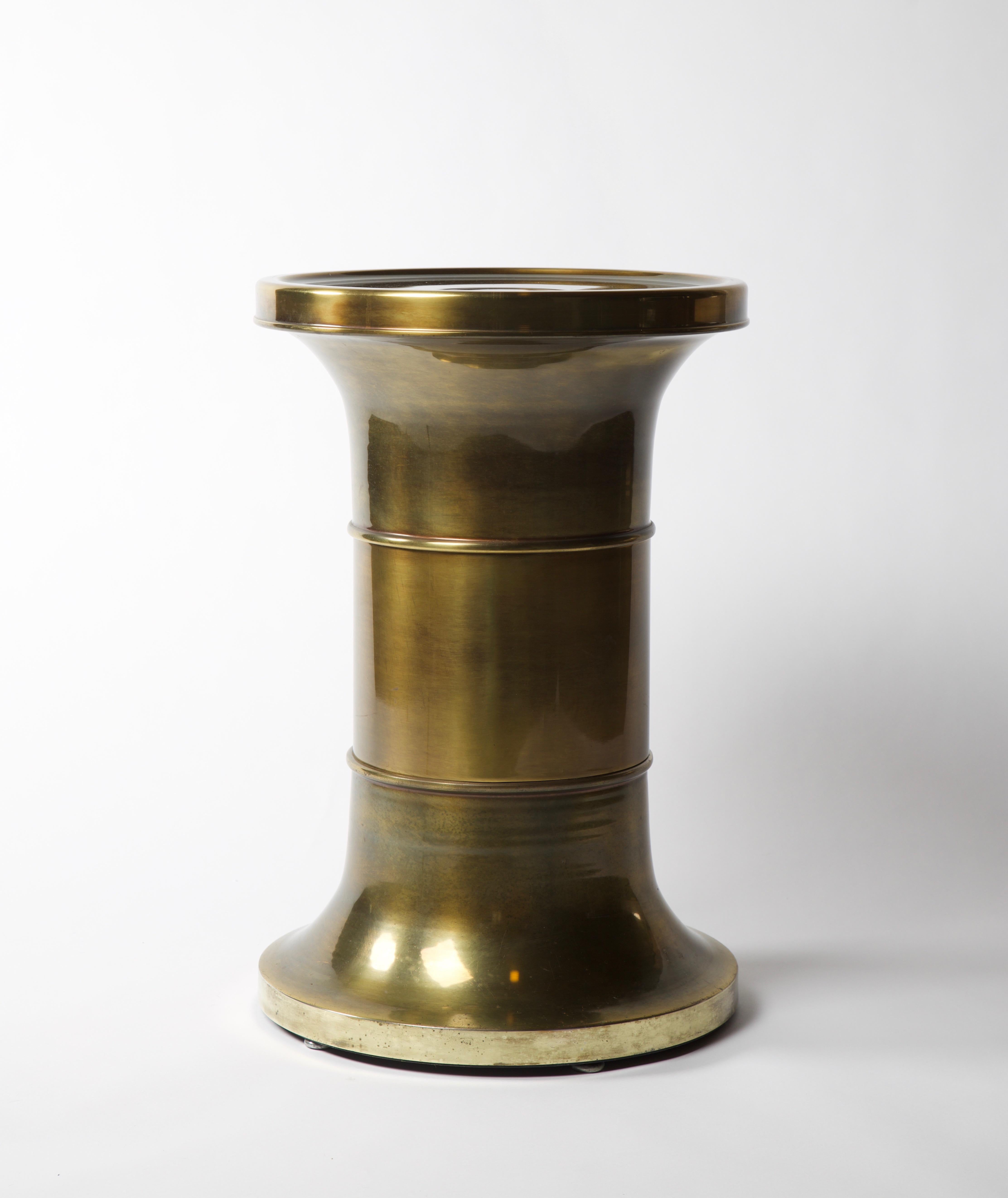 Mid-Century Modern Mastercraft Brass Side Table or Pedestal Table