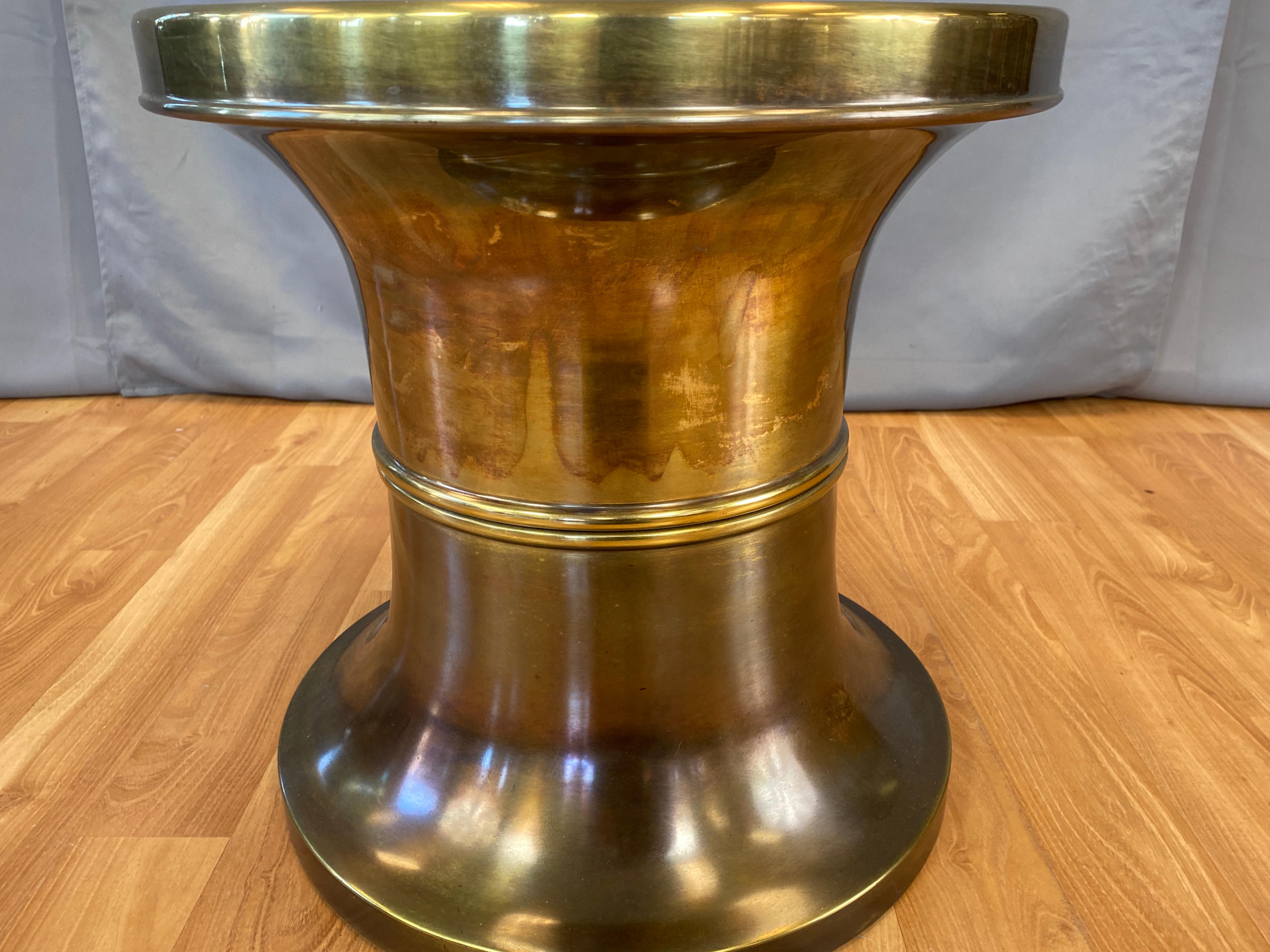 Late 20th Century Mastercraft Brass Stool or a Low Side Table