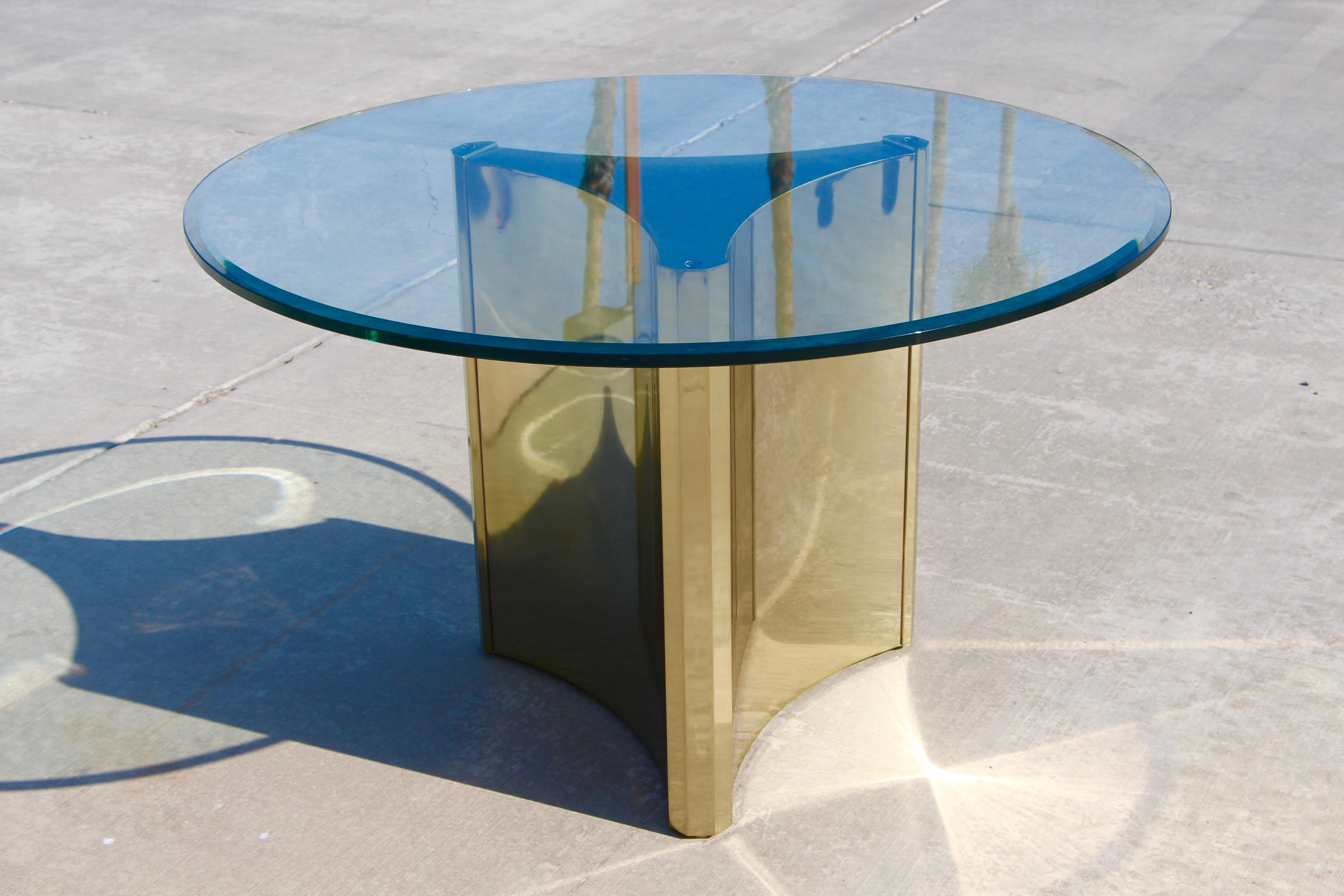 American Mastercraft Brass Trefoil Table Base with Glass Top
