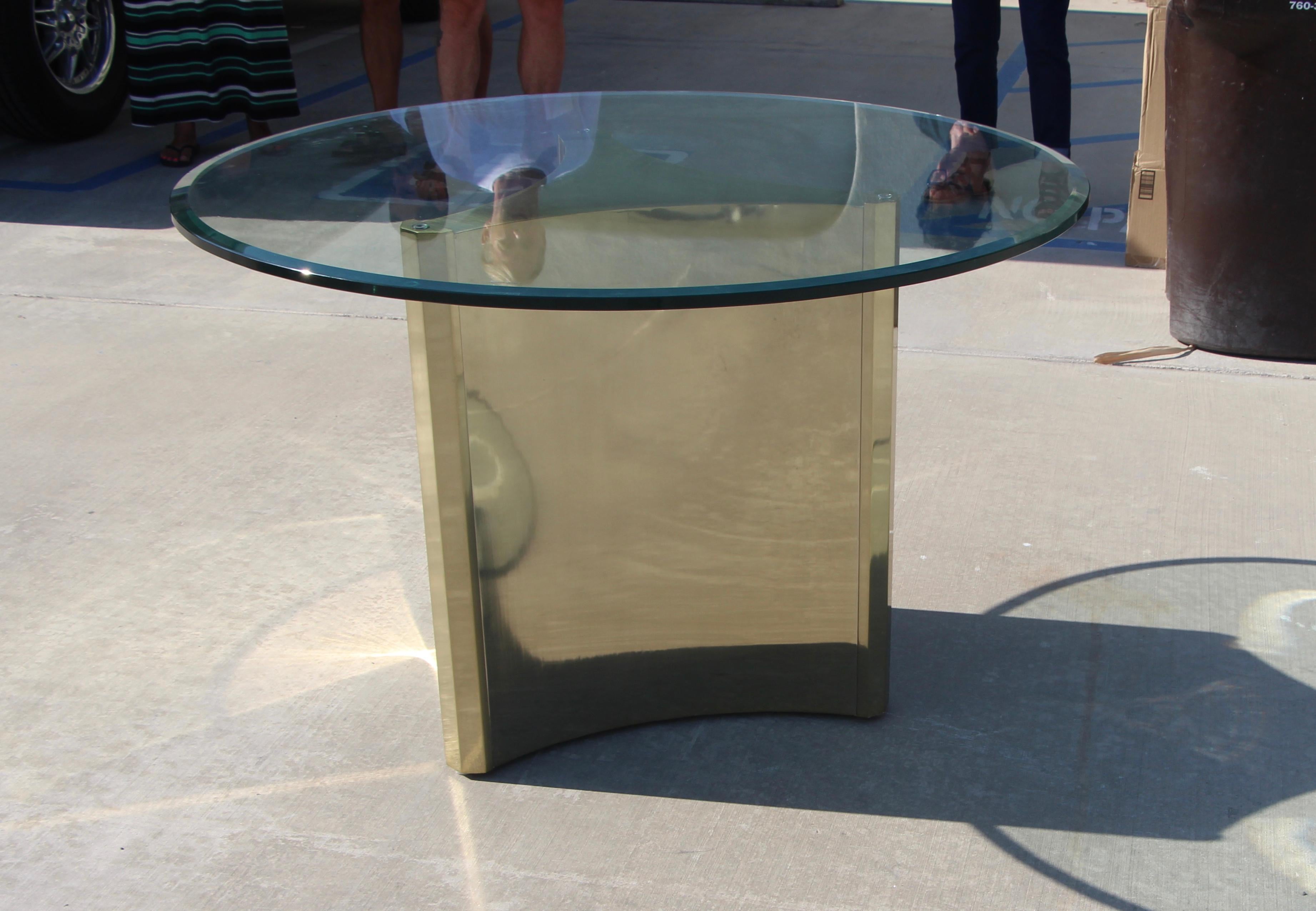 Mastercraft Brass Trefoil Table Base with Glass Top 2
