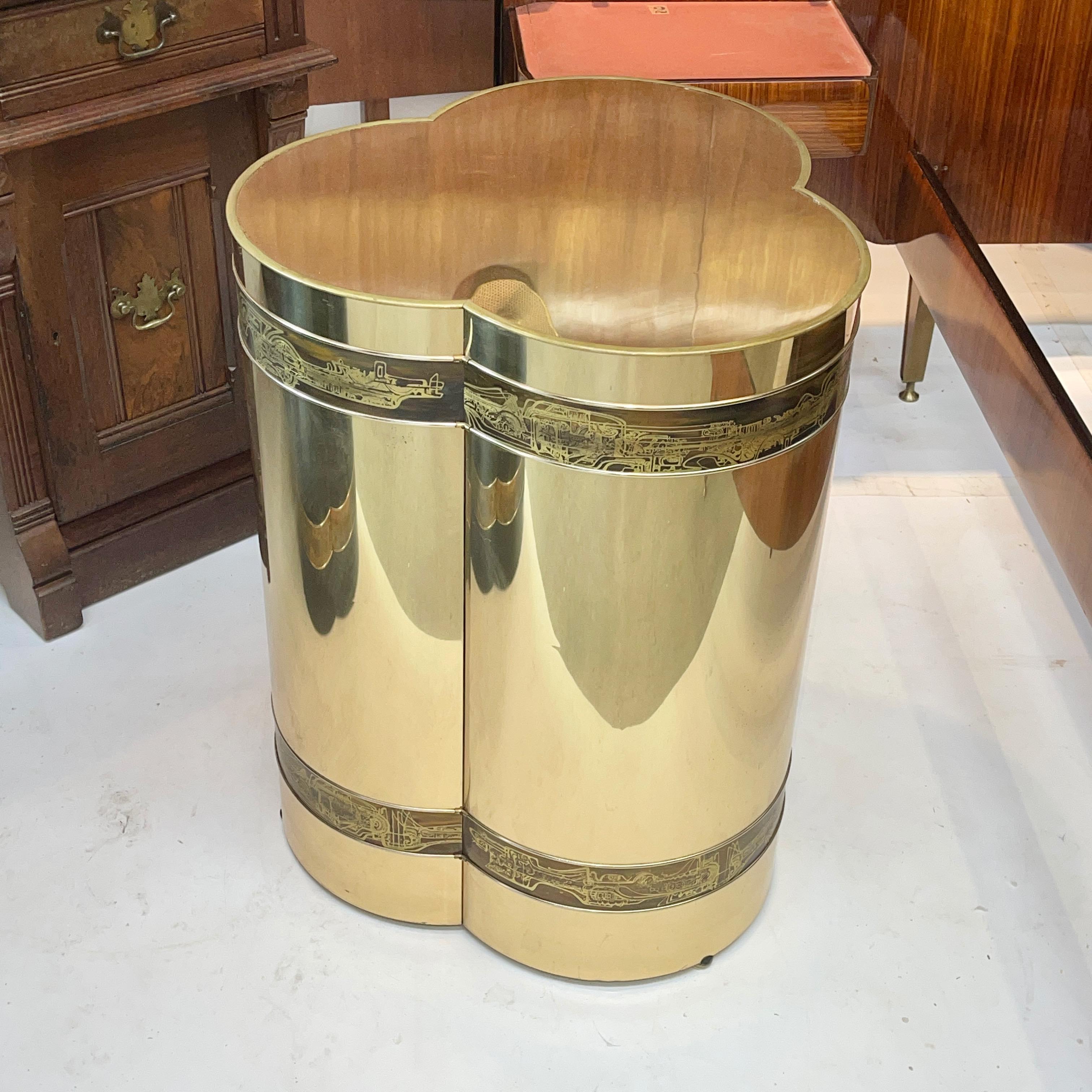 American Mastercraft Brass Trefoil Table by Bernhard Rohne
