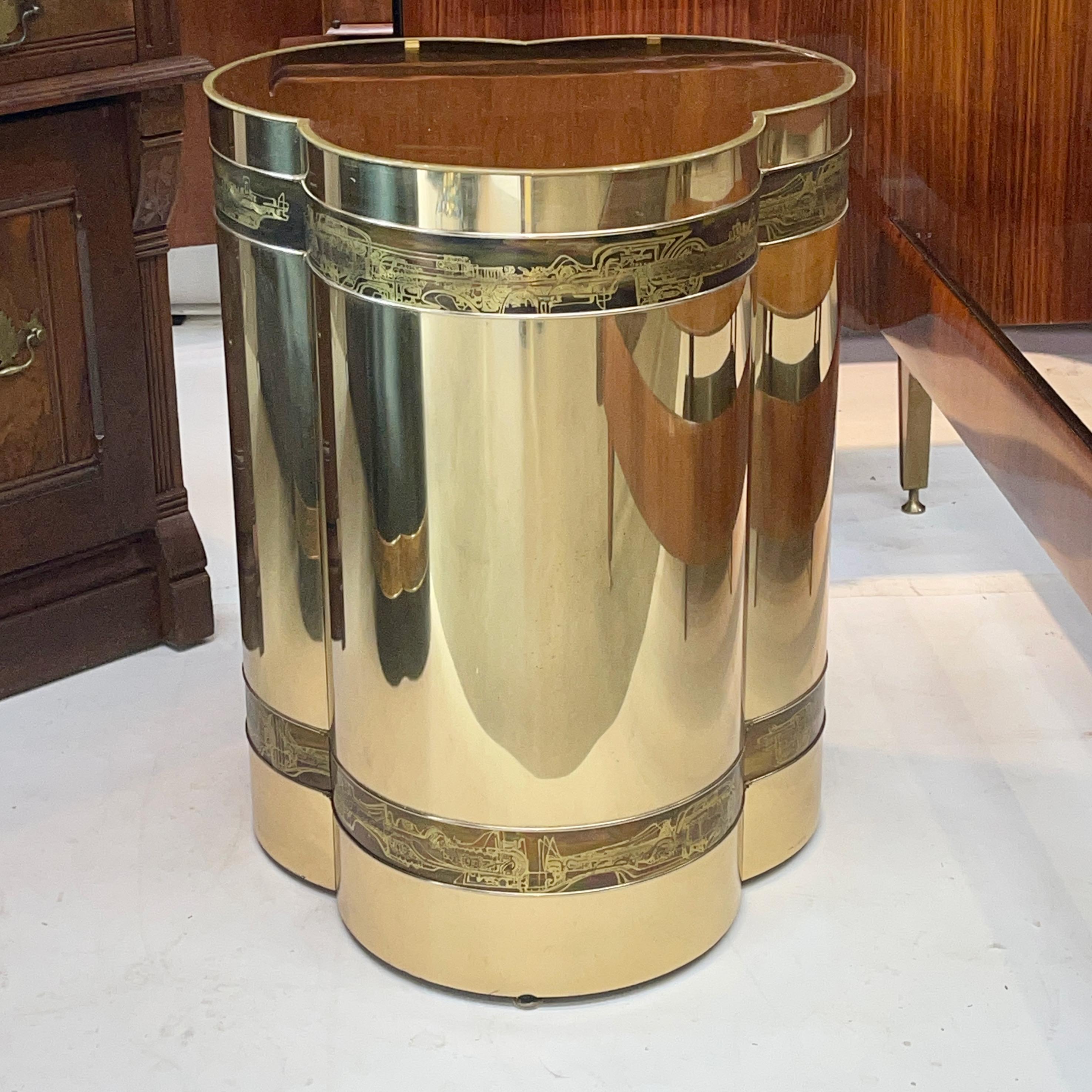 Late 20th Century Mastercraft Brass Trefoil Table by Bernhard Rohne
