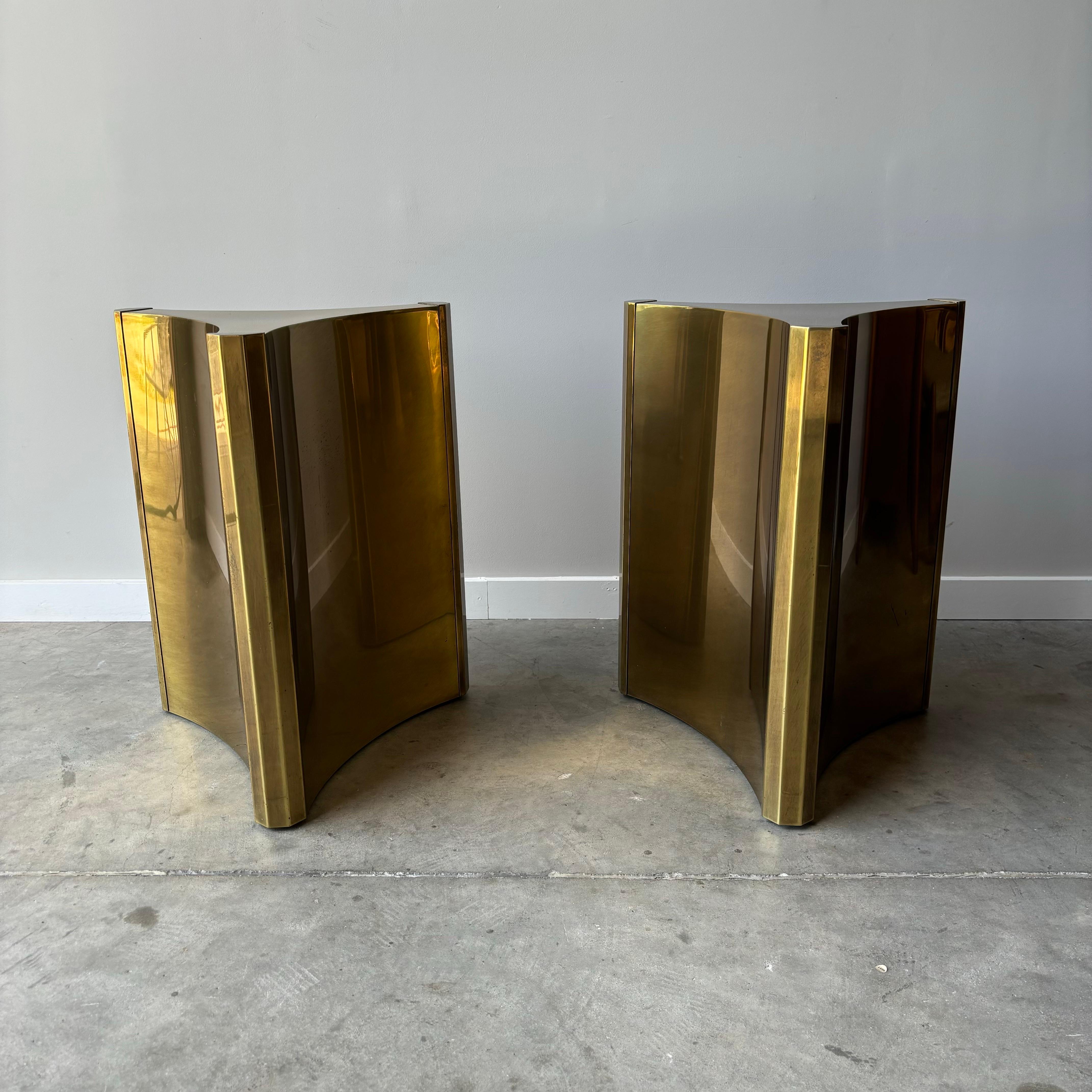 Late 20th Century Mastercraft Brass Trilobi Pedestals, a Pair, 1970s
