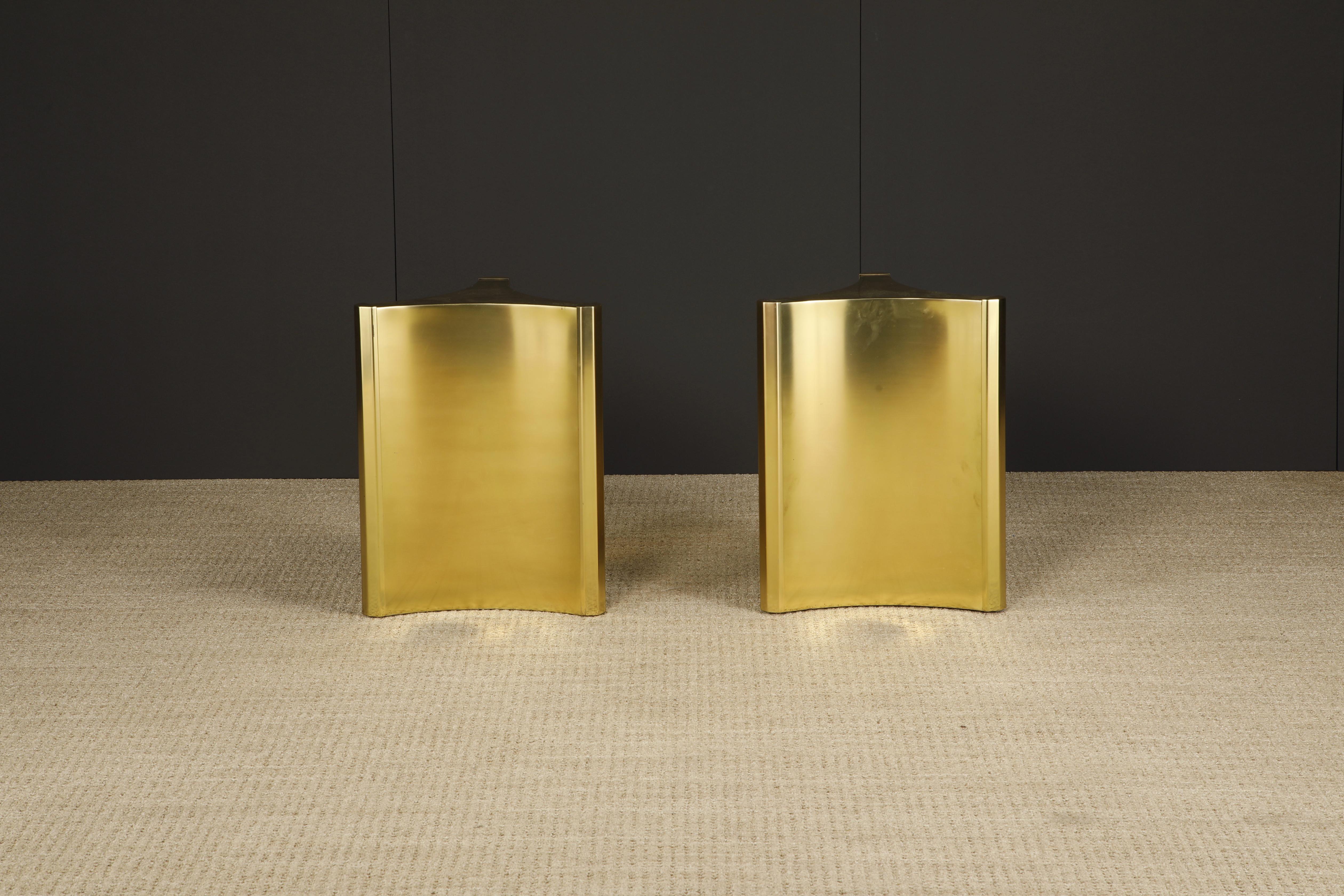 Mastercraft Brass Trilobi Triangular Dining Table Bases in Matte Finish, c 1970 13