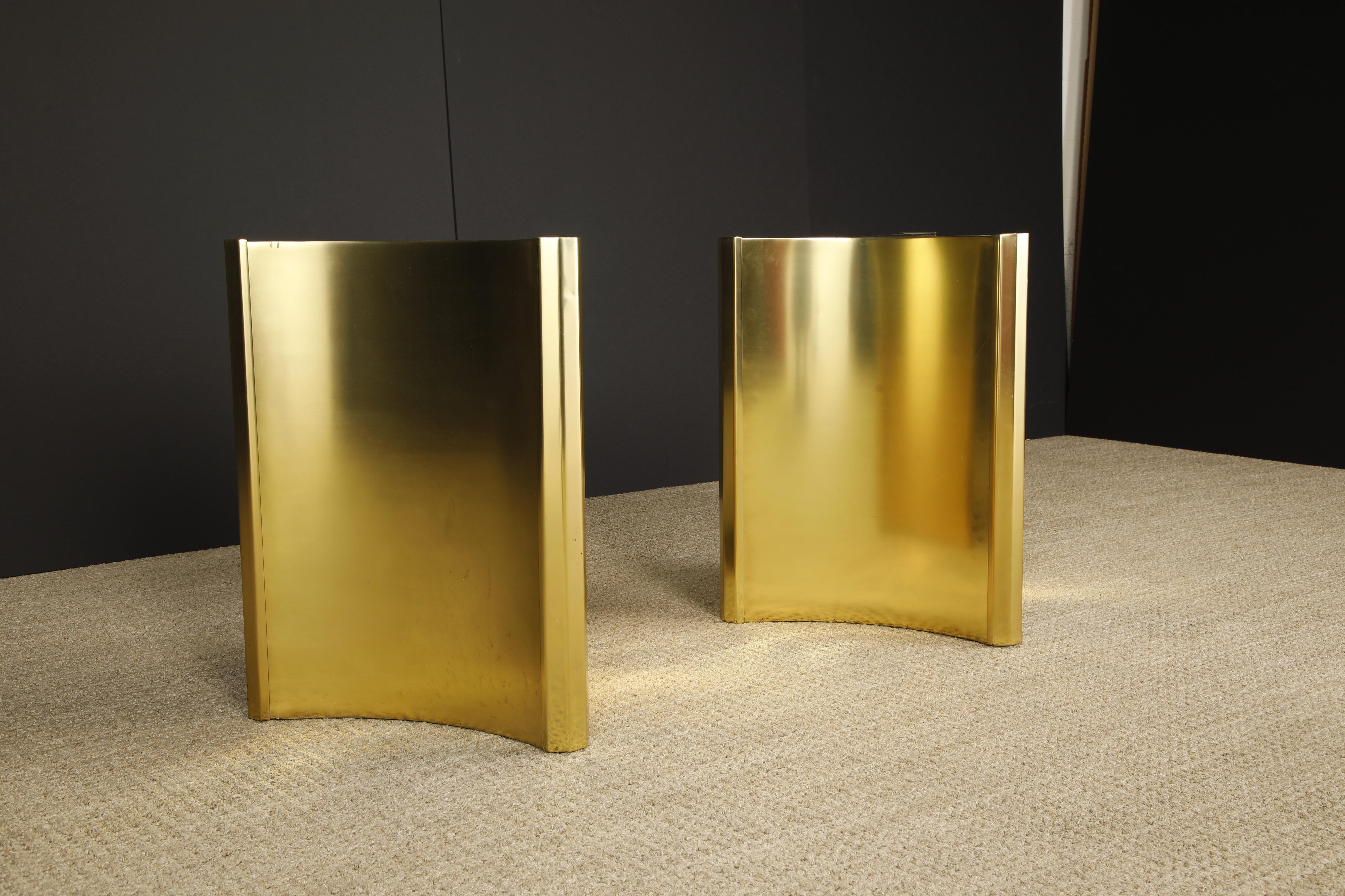 Mastercraft Brass Trilobi Triangular Dining Table Bases in Matte Finish, c 1970 1