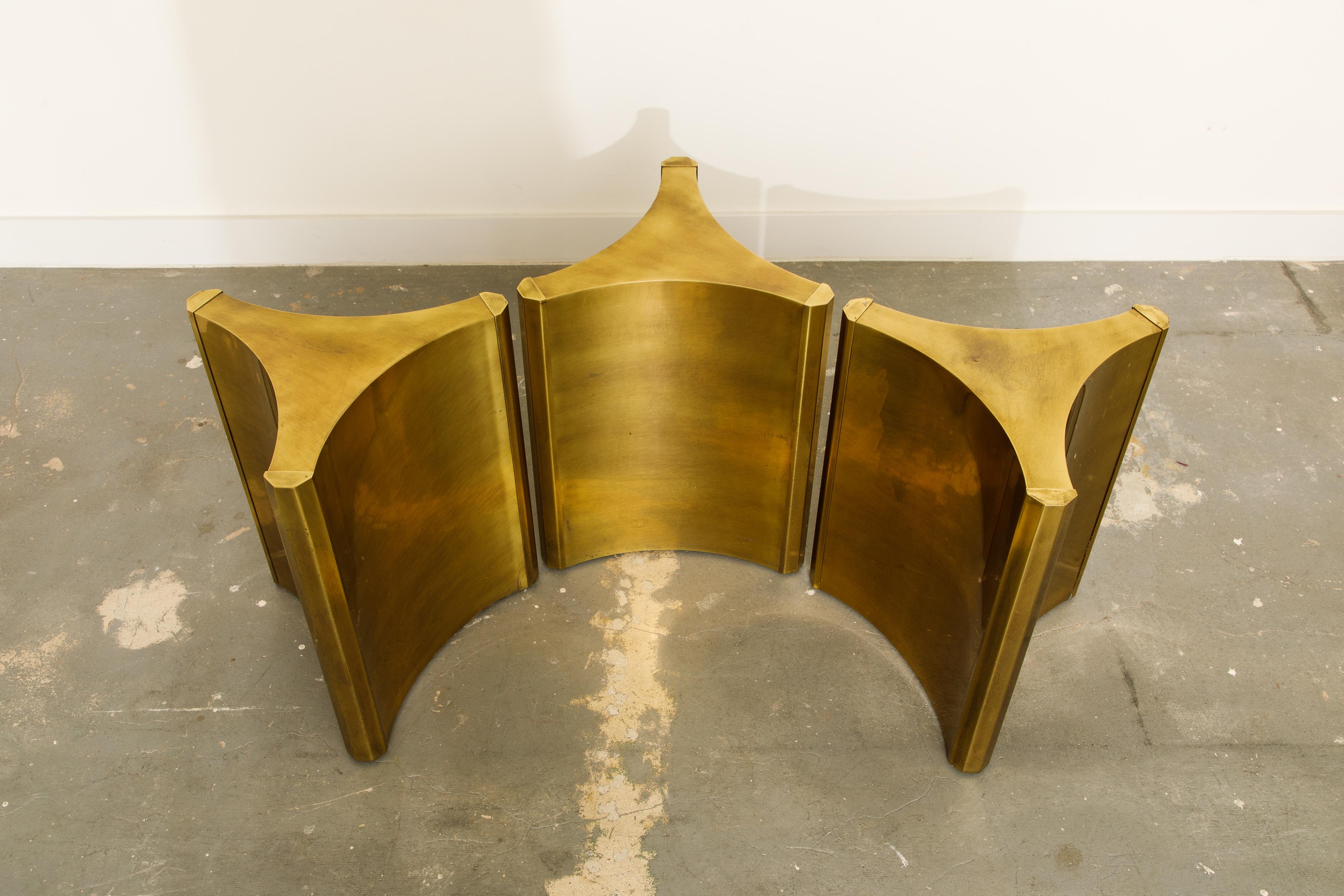 Mastercraft Brass 'Trilobi' Triangular Dining Table or Desk Bases, circa 1970 4