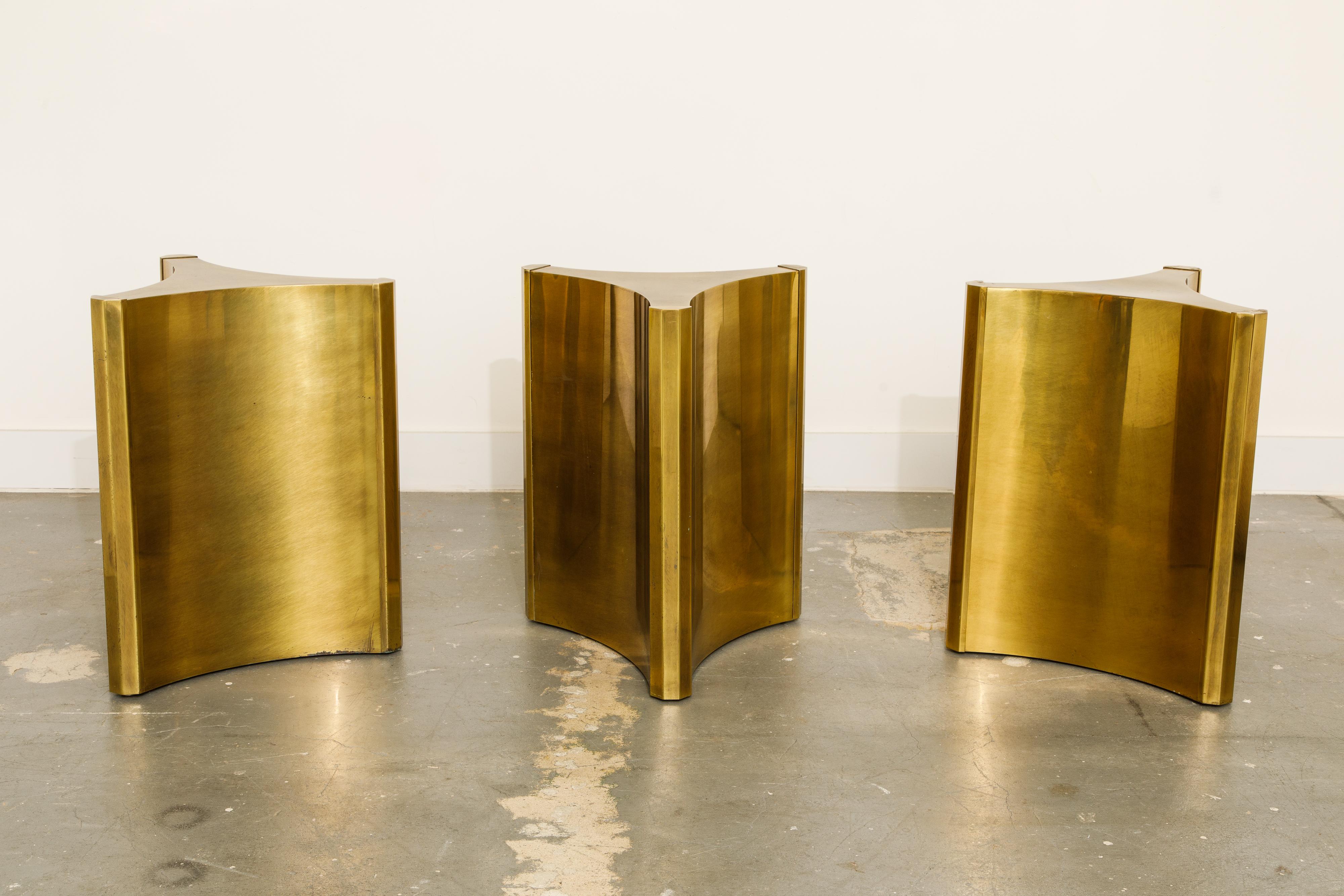 Mastercraft Brass 'Trilobi' Triangular Dining Table or Desk Bases, circa 1970 8