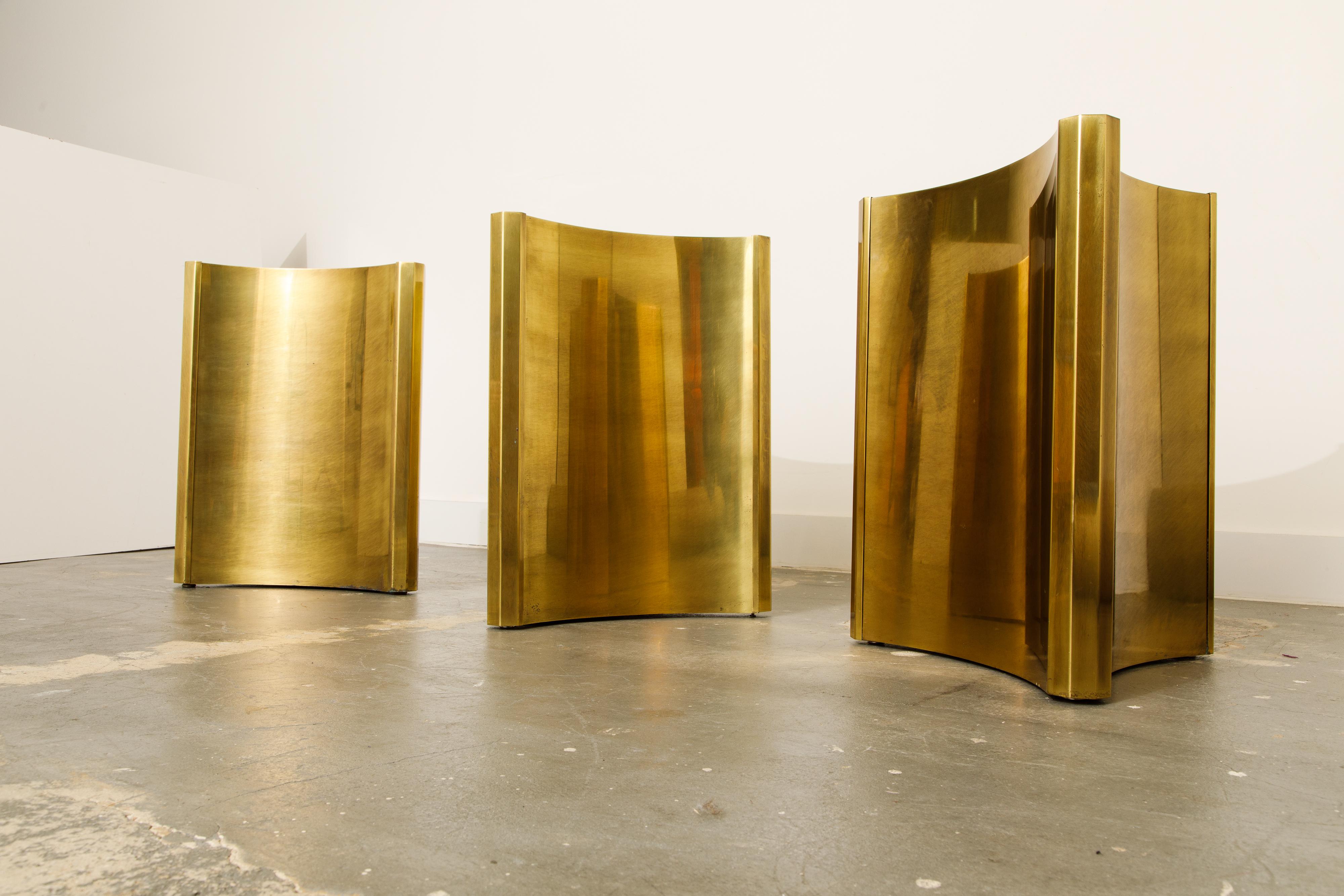 Mastercraft Brass 'Trilobi' Triangular Dining Table or Desk Bases, circa 1970 7