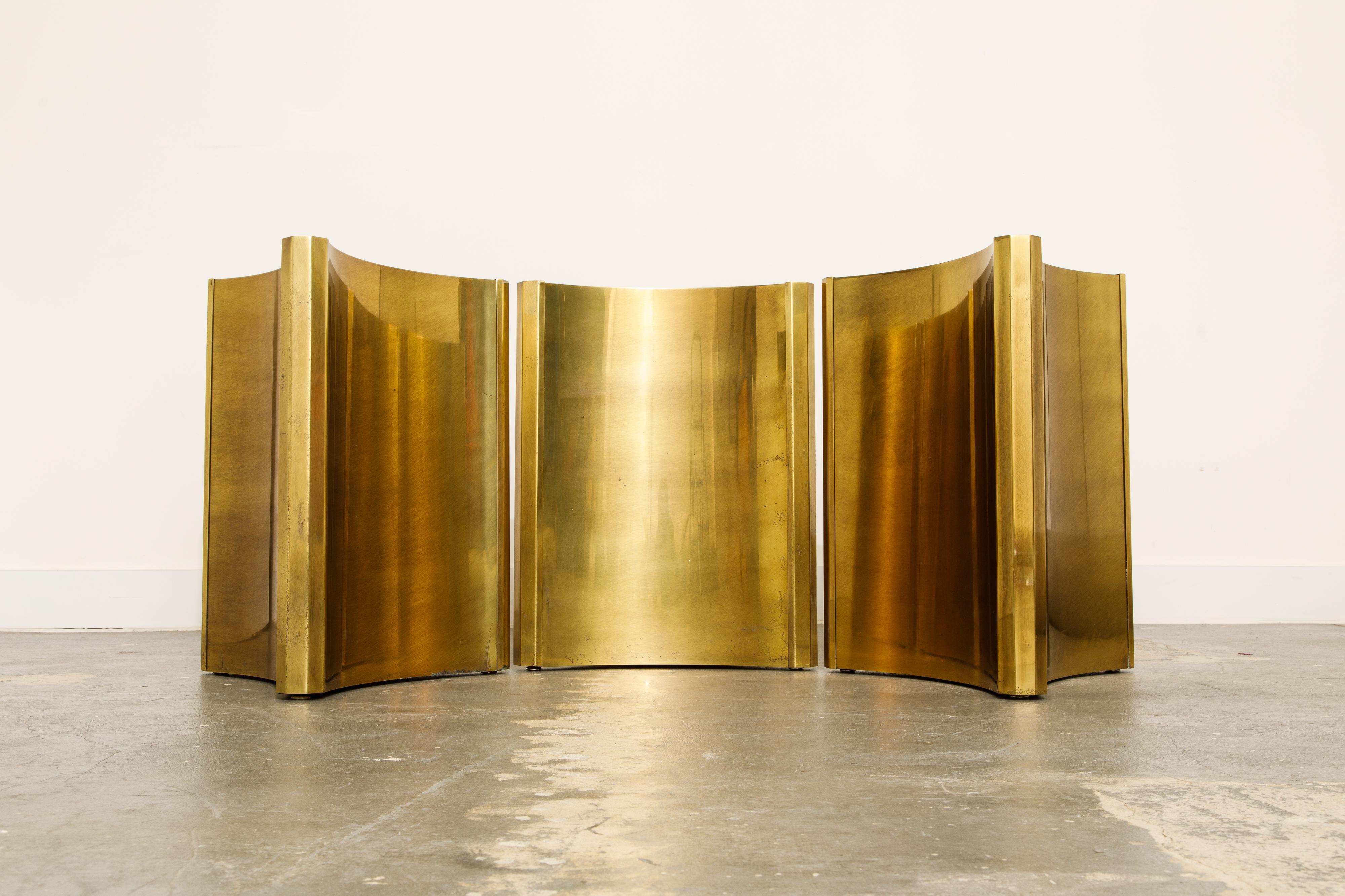 Mastercraft Brass 'Trilobi' Triangular Dining Table or Desk Bases, circa 1970 10