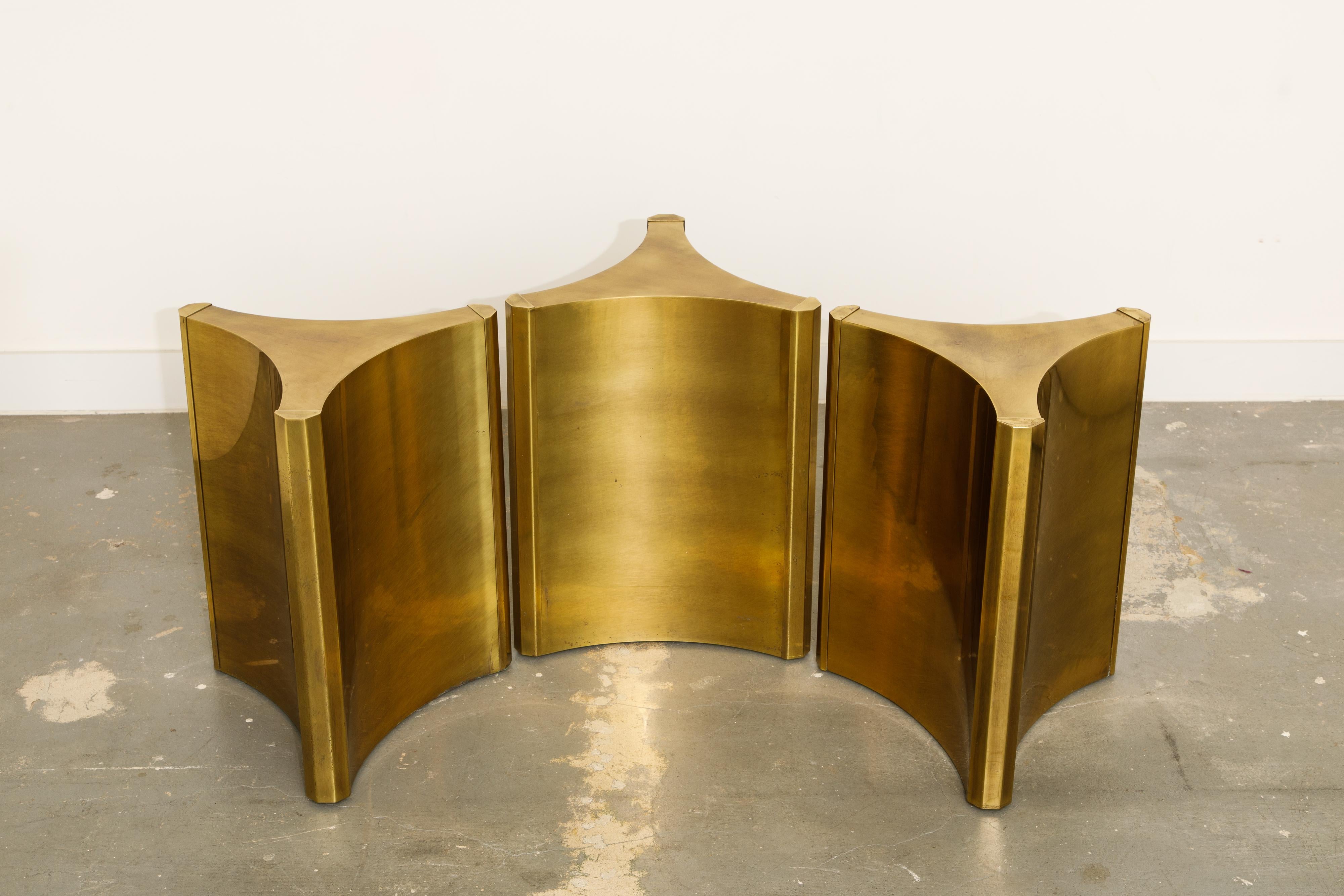 Mastercraft Brass 'Trilobi' Triangular Dining Table or Desk Bases, circa 1970 12