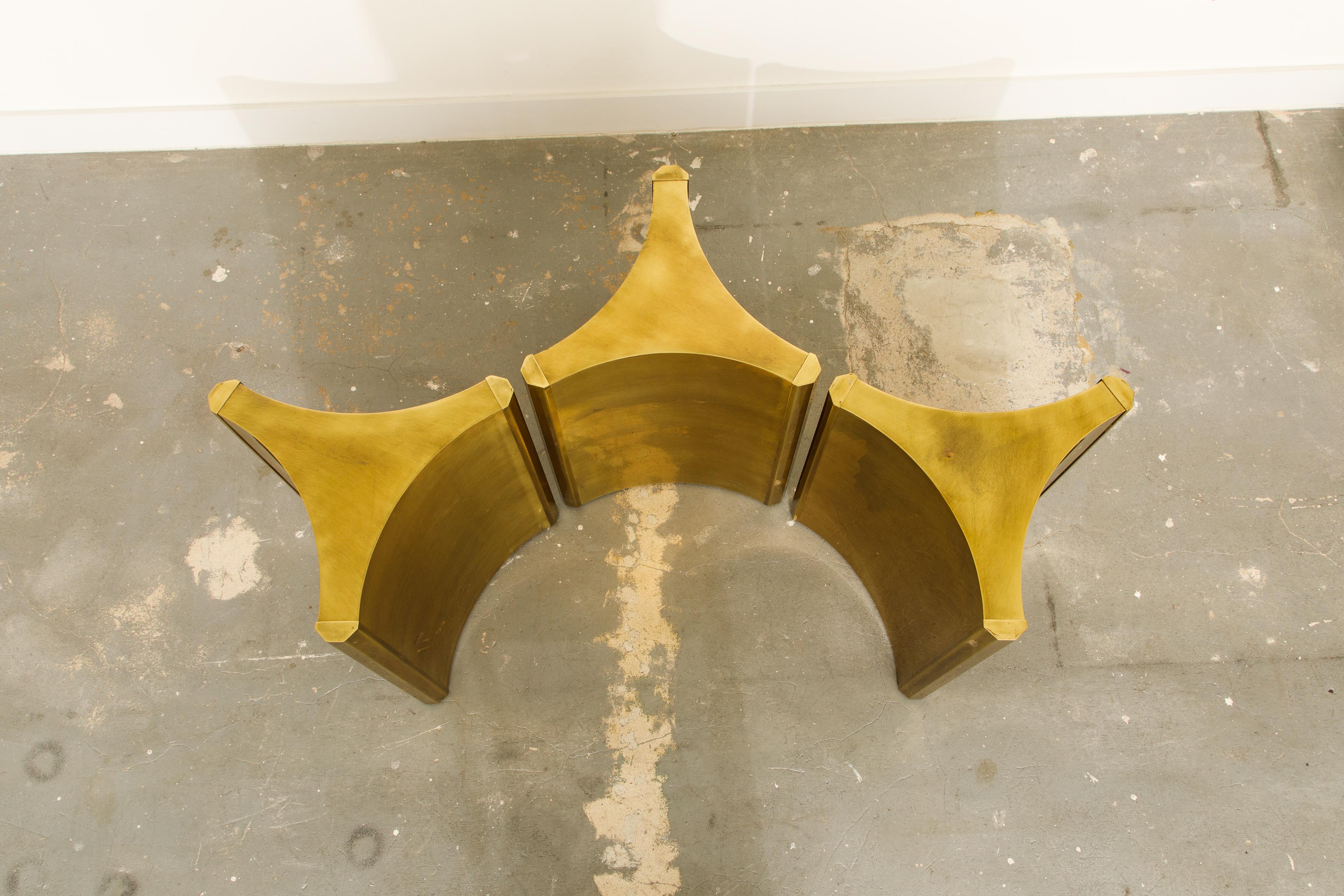 Mastercraft Brass 'Trilobi' Triangular Dining Table or Desk Bases, circa 1970 14