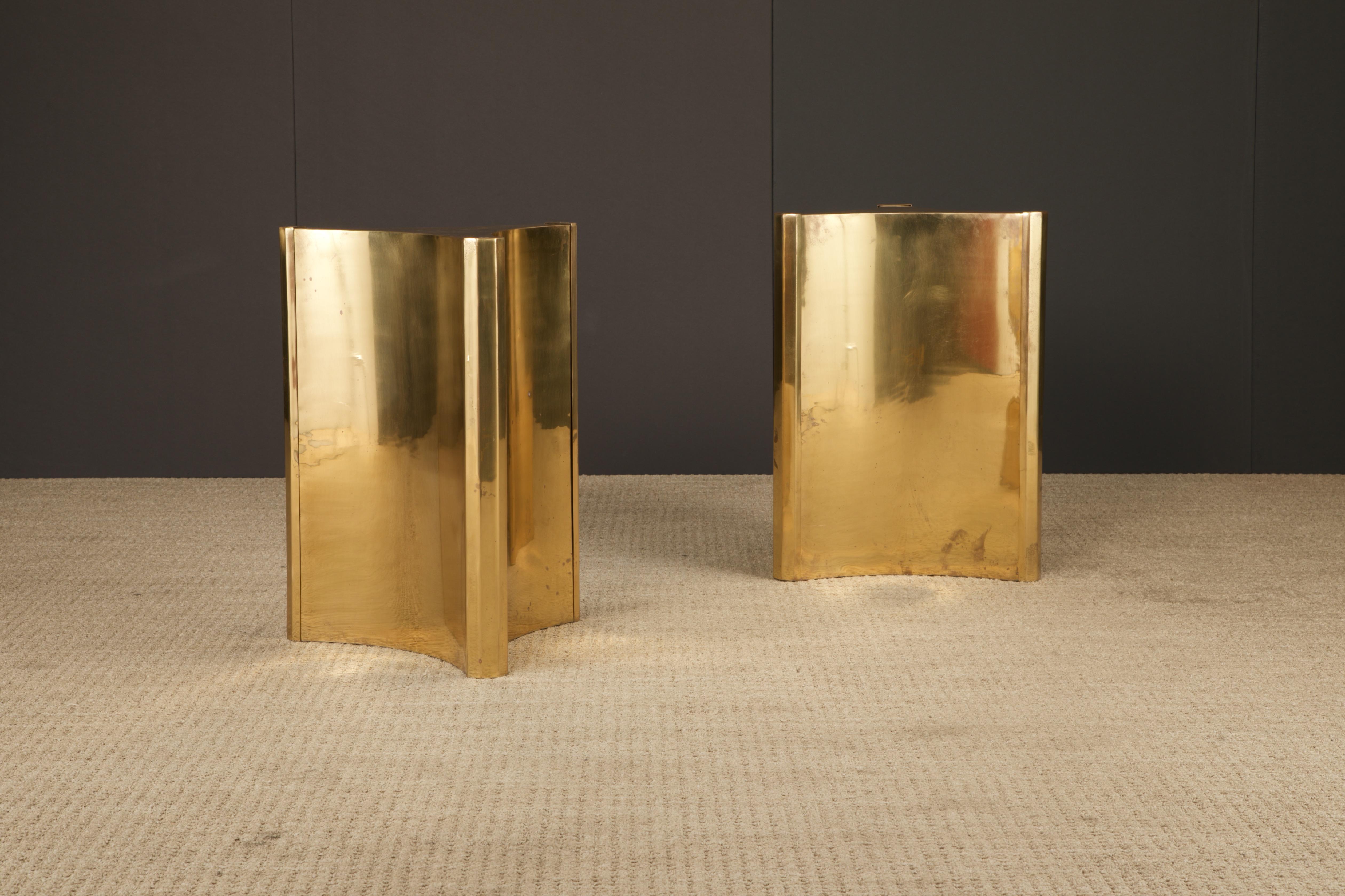 American Mastercraft Brass 'Trilobi' Triangular Dining Table or Desk Bases, circa 1970 For Sale