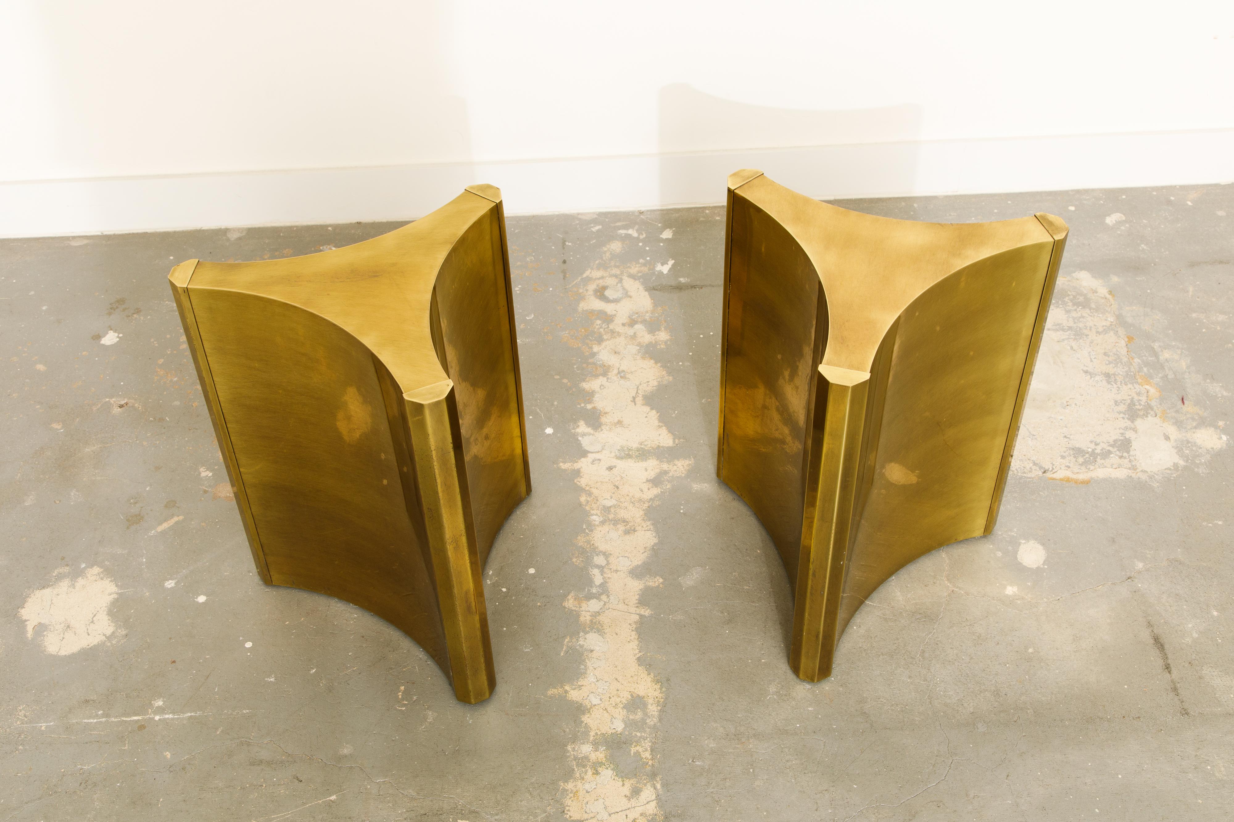 Mastercraft Brass 'Trilobi' Triangular Dining Table or Desk Bases, circa 1970 In Good Condition In Los Angeles, CA