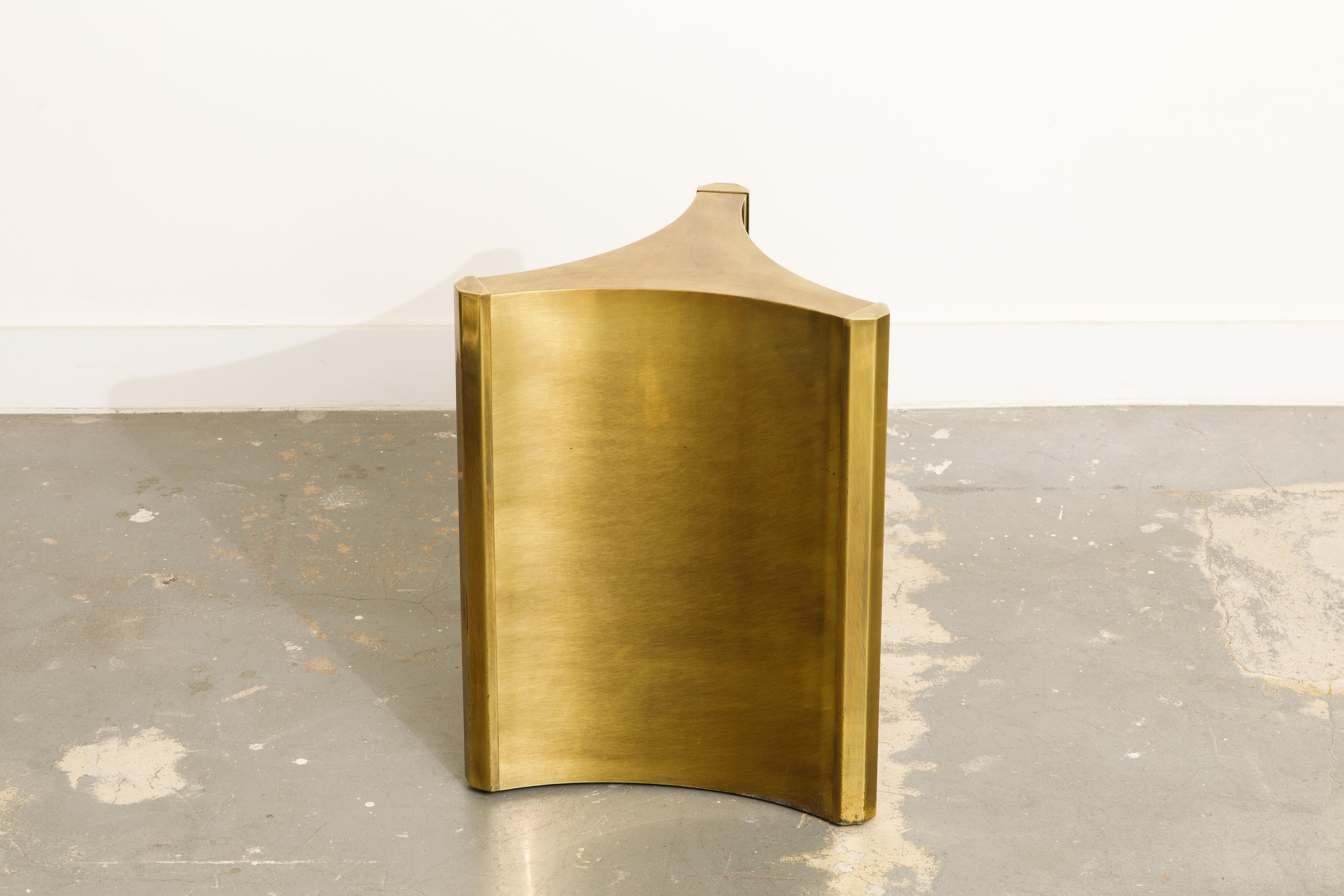 Mid-Century Modern Mastercraft Brass 'Trilobi' Triangular Dining Table or Desk Bases, circa 1970