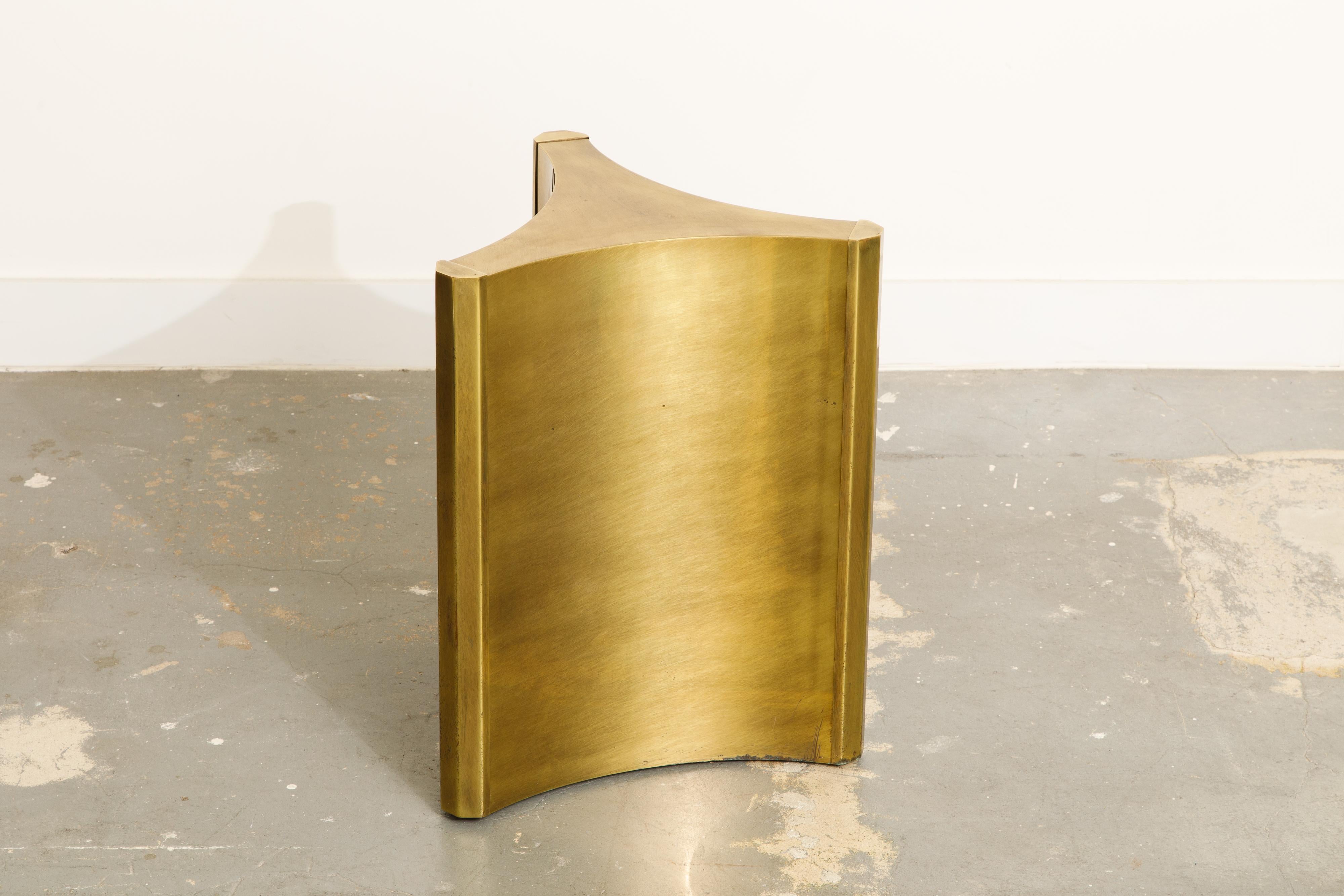 Late 20th Century Mastercraft Brass 'Trilobi' Triangular Dining Table or Desk Bases, circa 1970